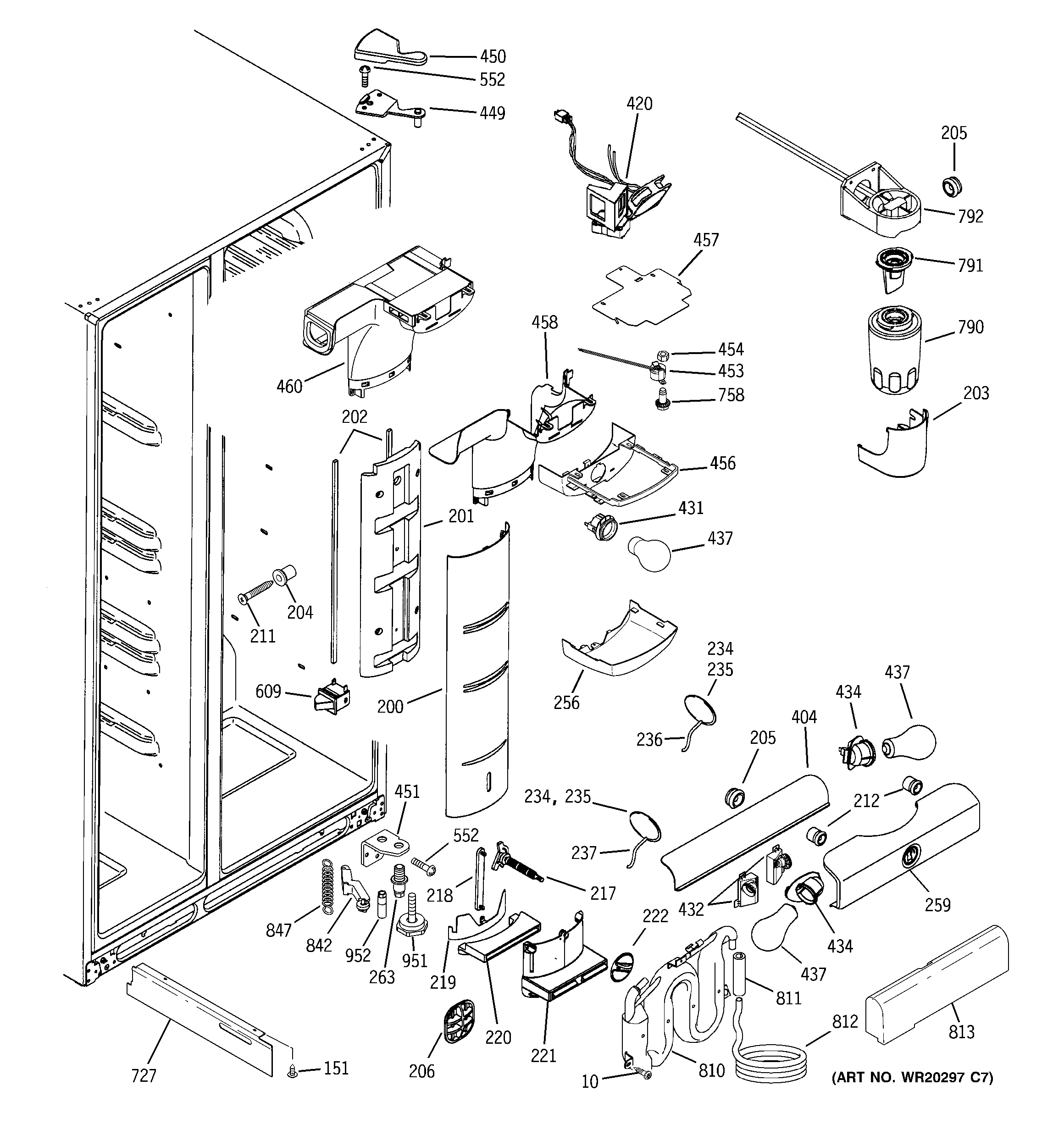 GE PSSF3RGXABB fresh food section diagram