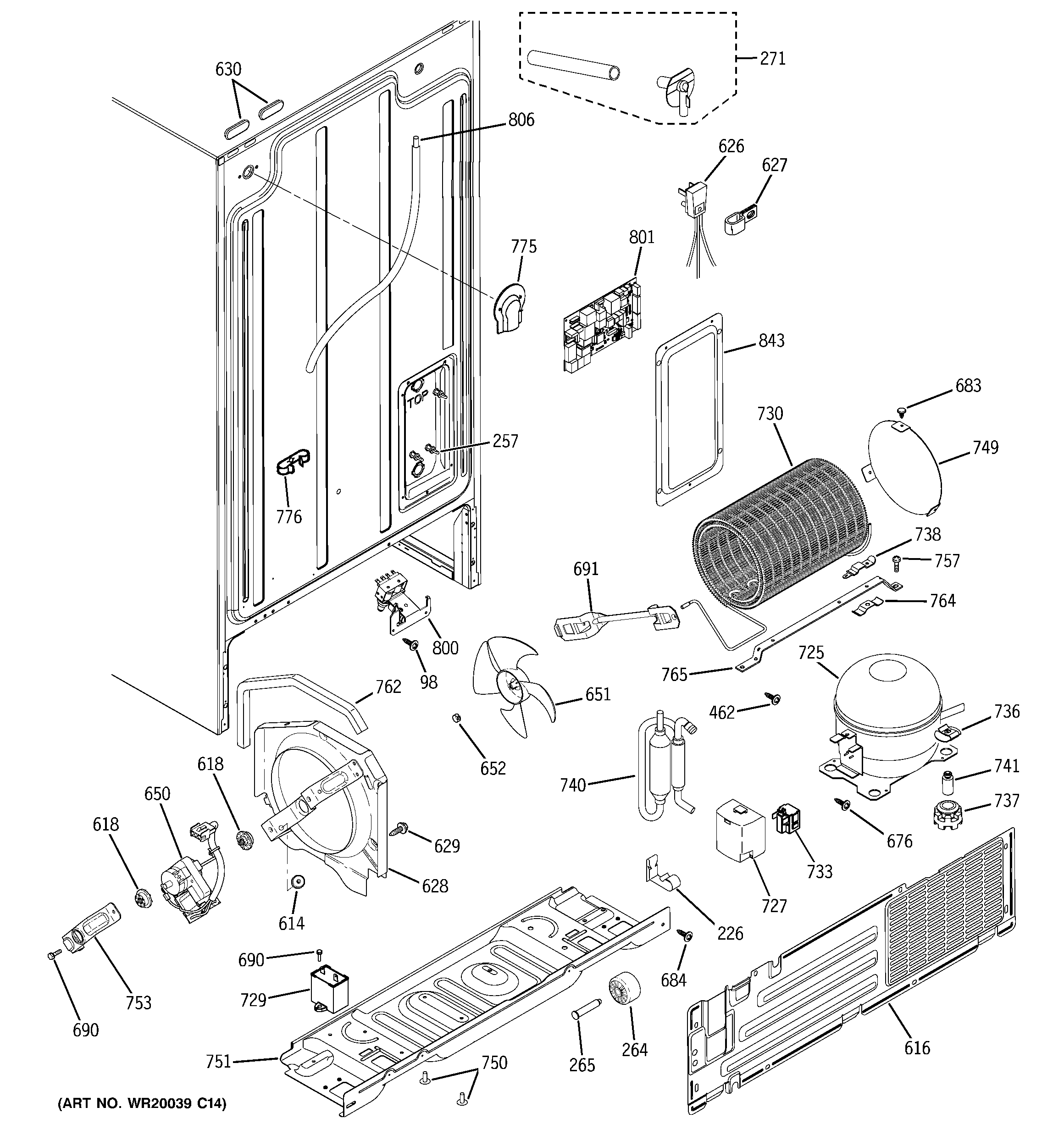 GE BSS25JFTHWW sealed system & mother board diagram
