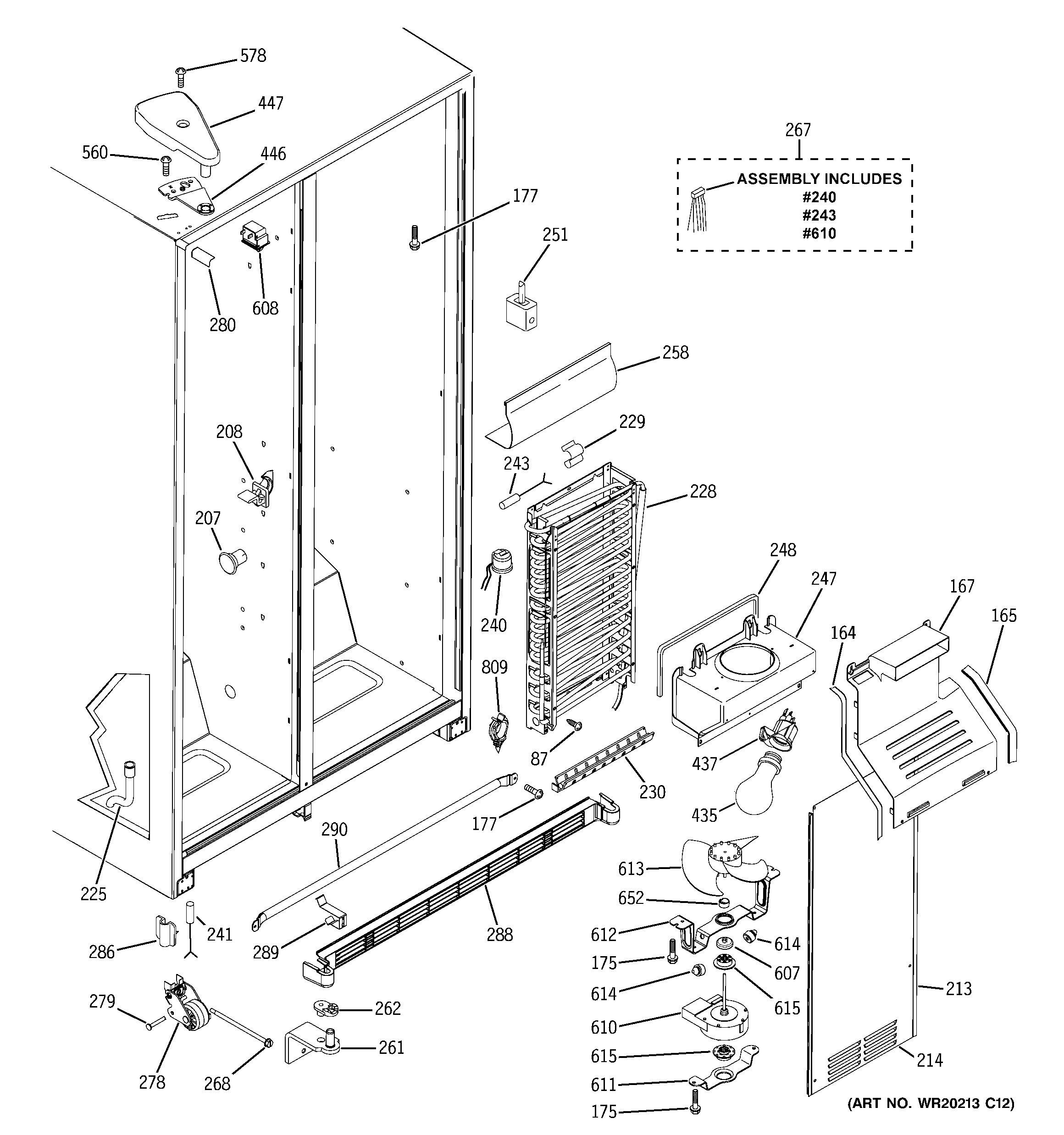 GE GSS25JETHCC freezer section diagram