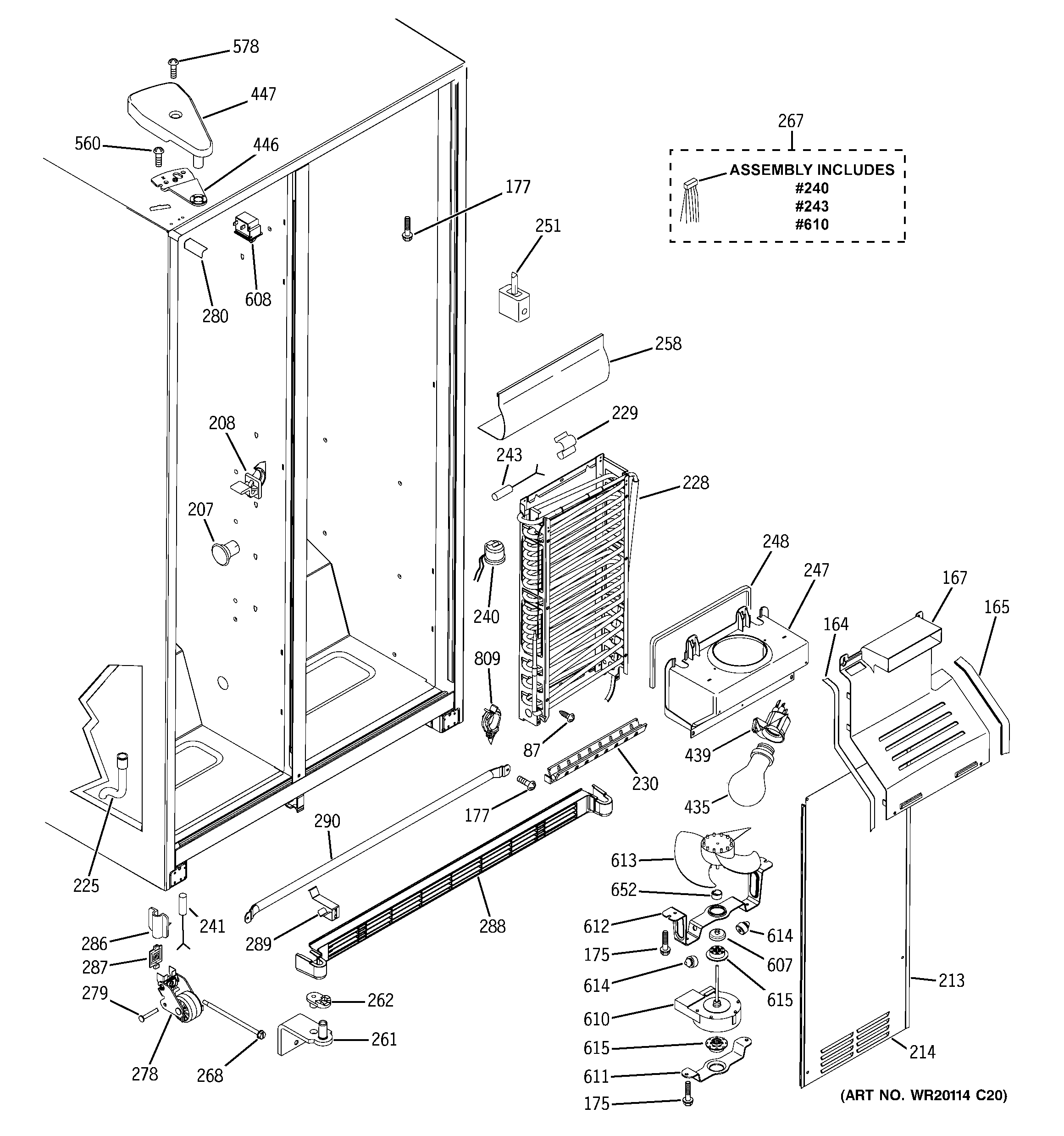GE ESL25JFXBLB freezer section diagram
