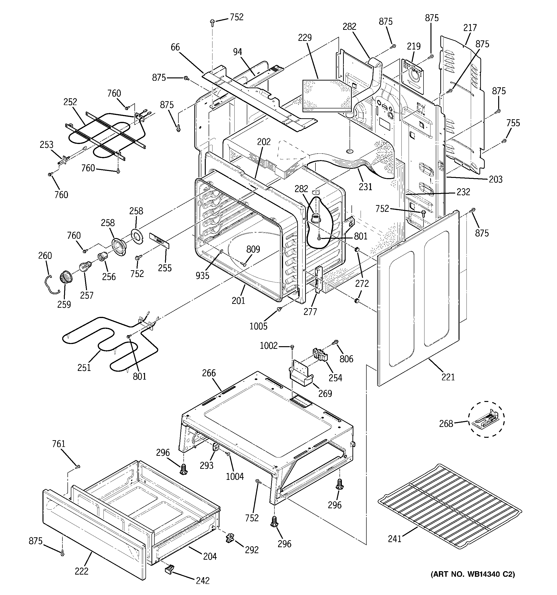 GE PB750DN1BB body parts diagram