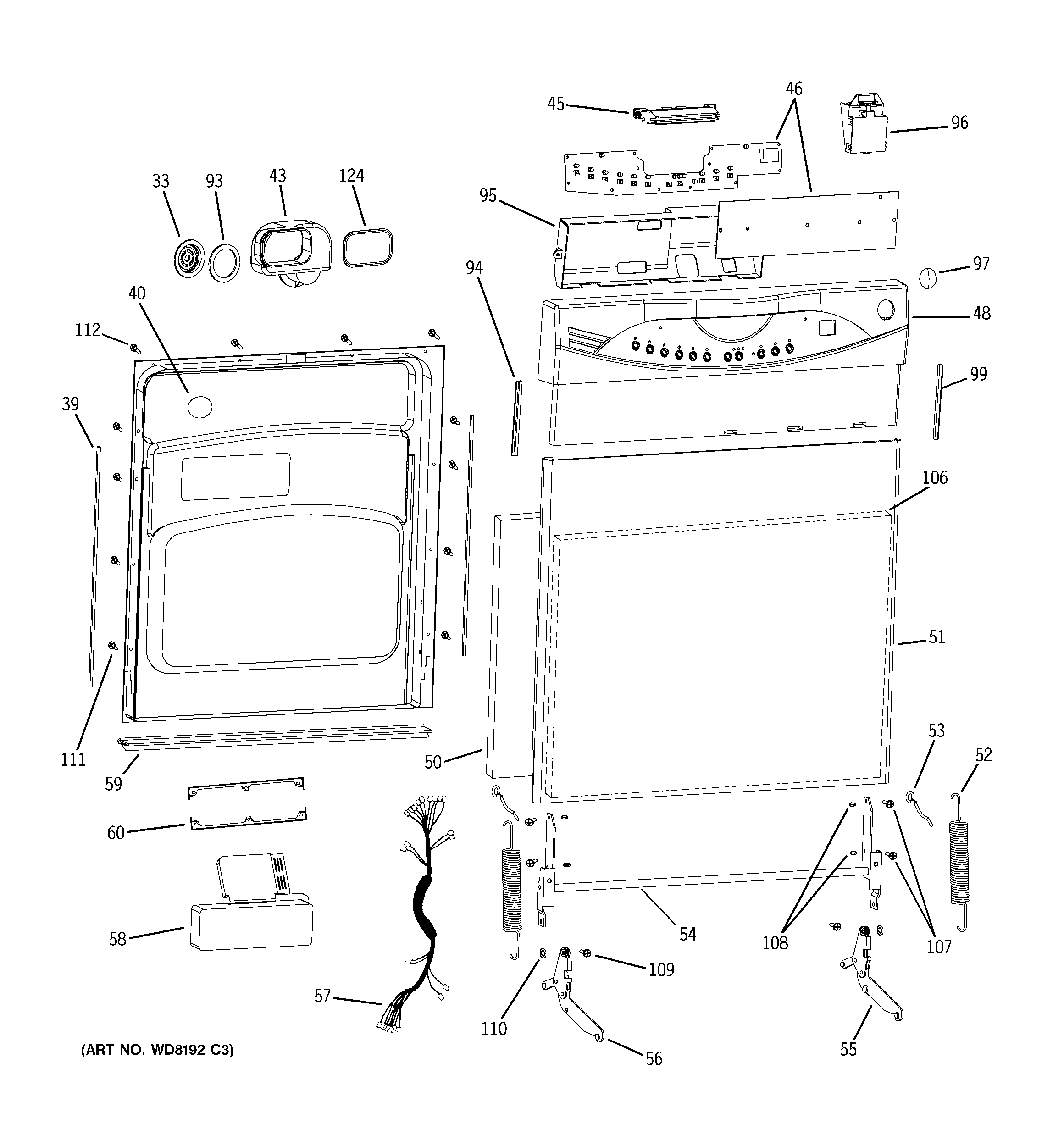 GE GHDA696P00SS escutcheon & door assembly diagram