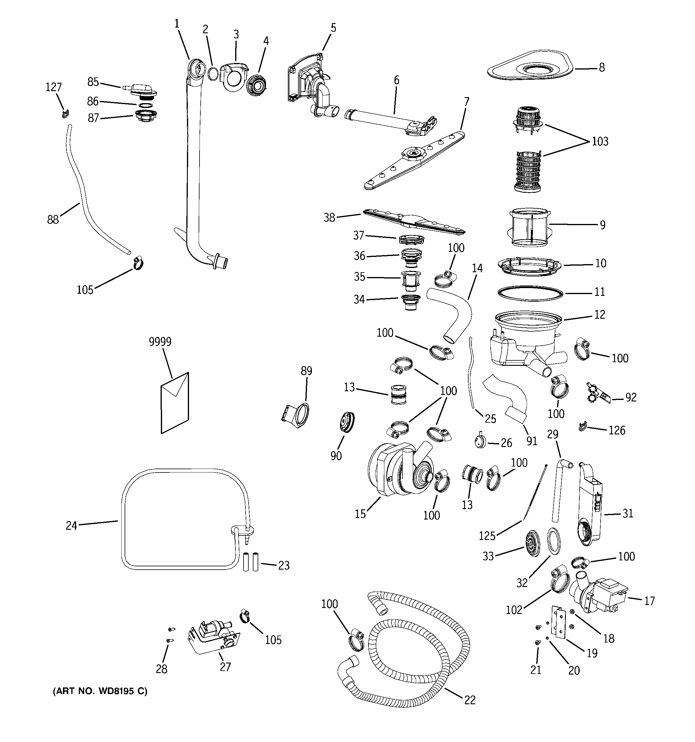GE GHDA696P00SS motor-pump mechanism diagram