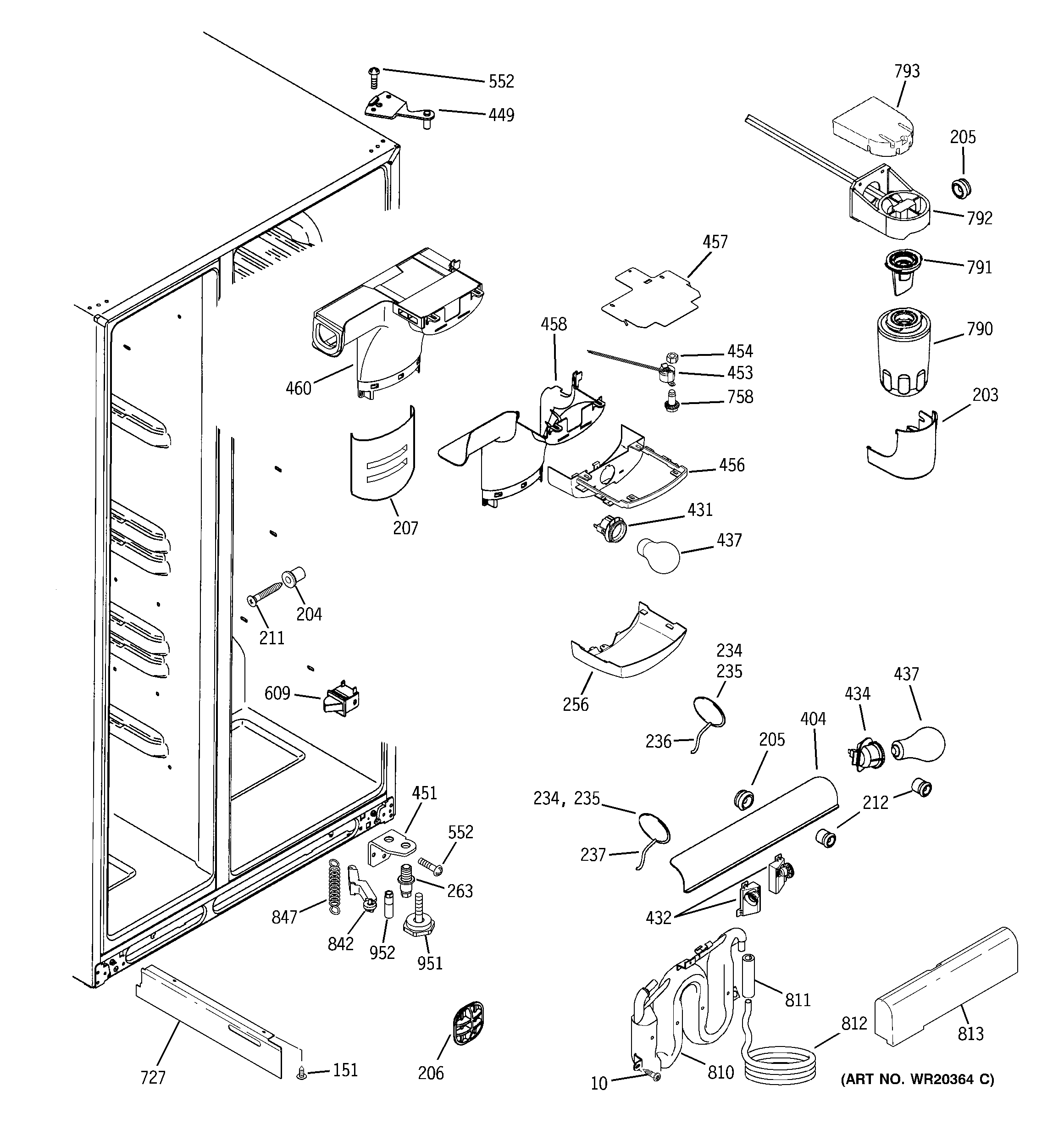 GE GSHL6PHXBELS fresh food section diagram