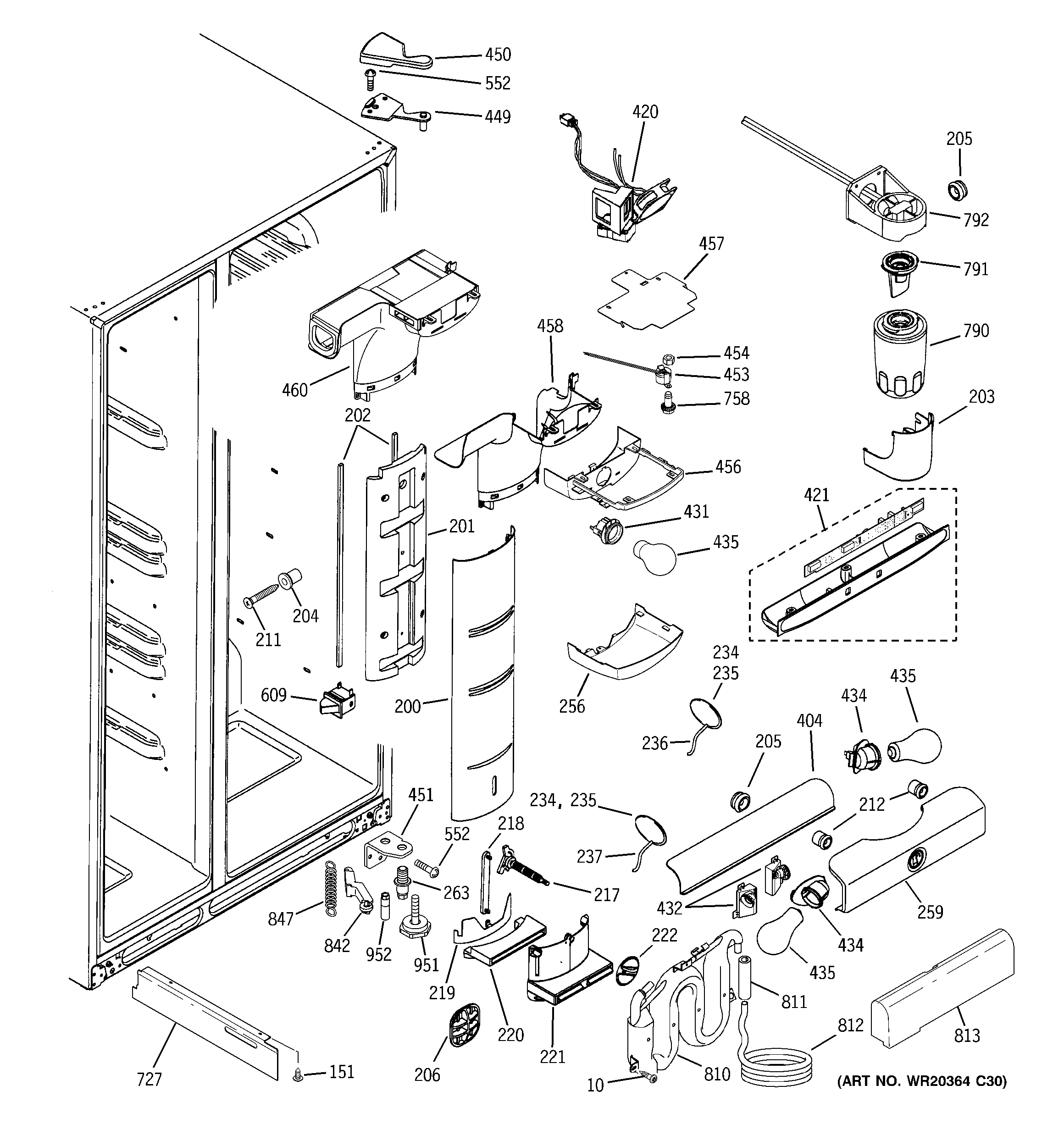 GE PCE23NHTHFSS fresh food section diagram