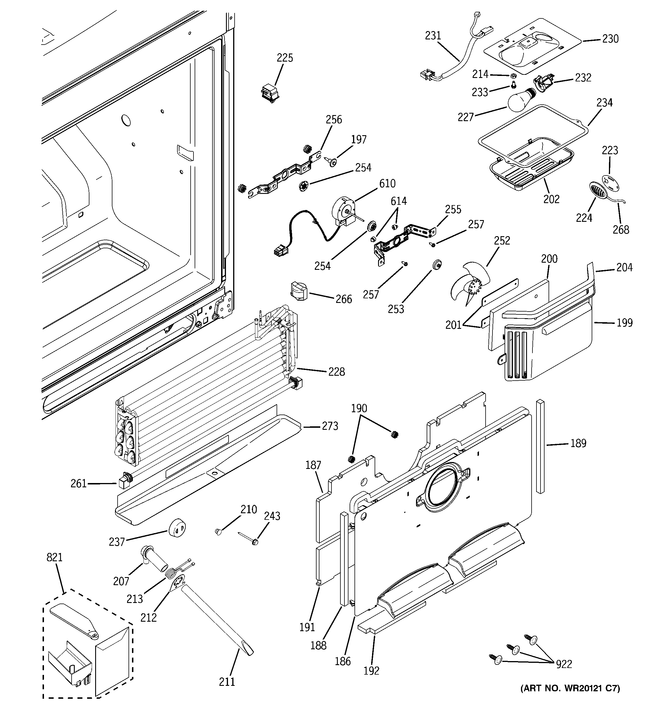GE PDCE1NBWBDSS freezer section diagram