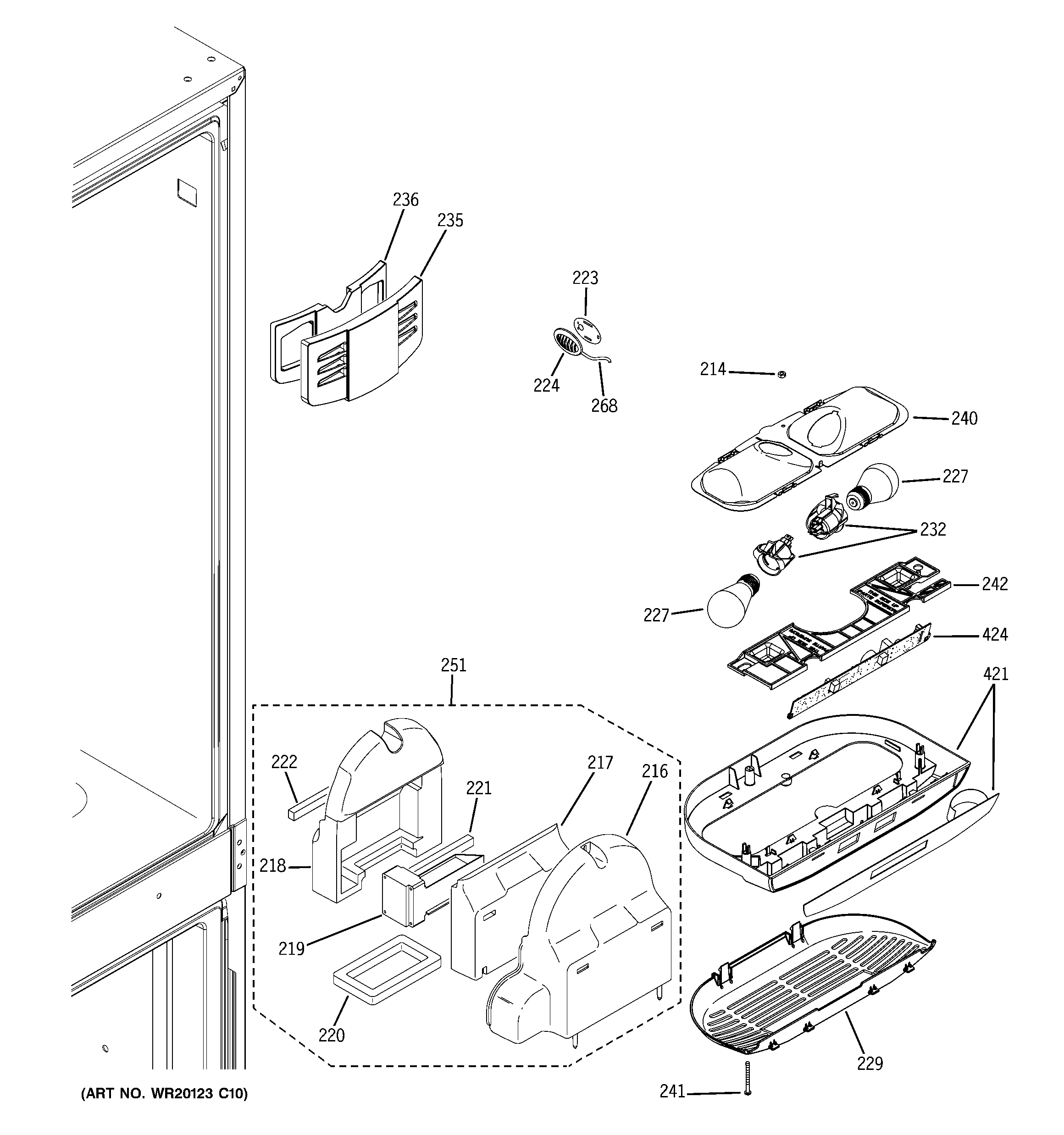 GE PDCE1NBWBDSS fresh food section diagram