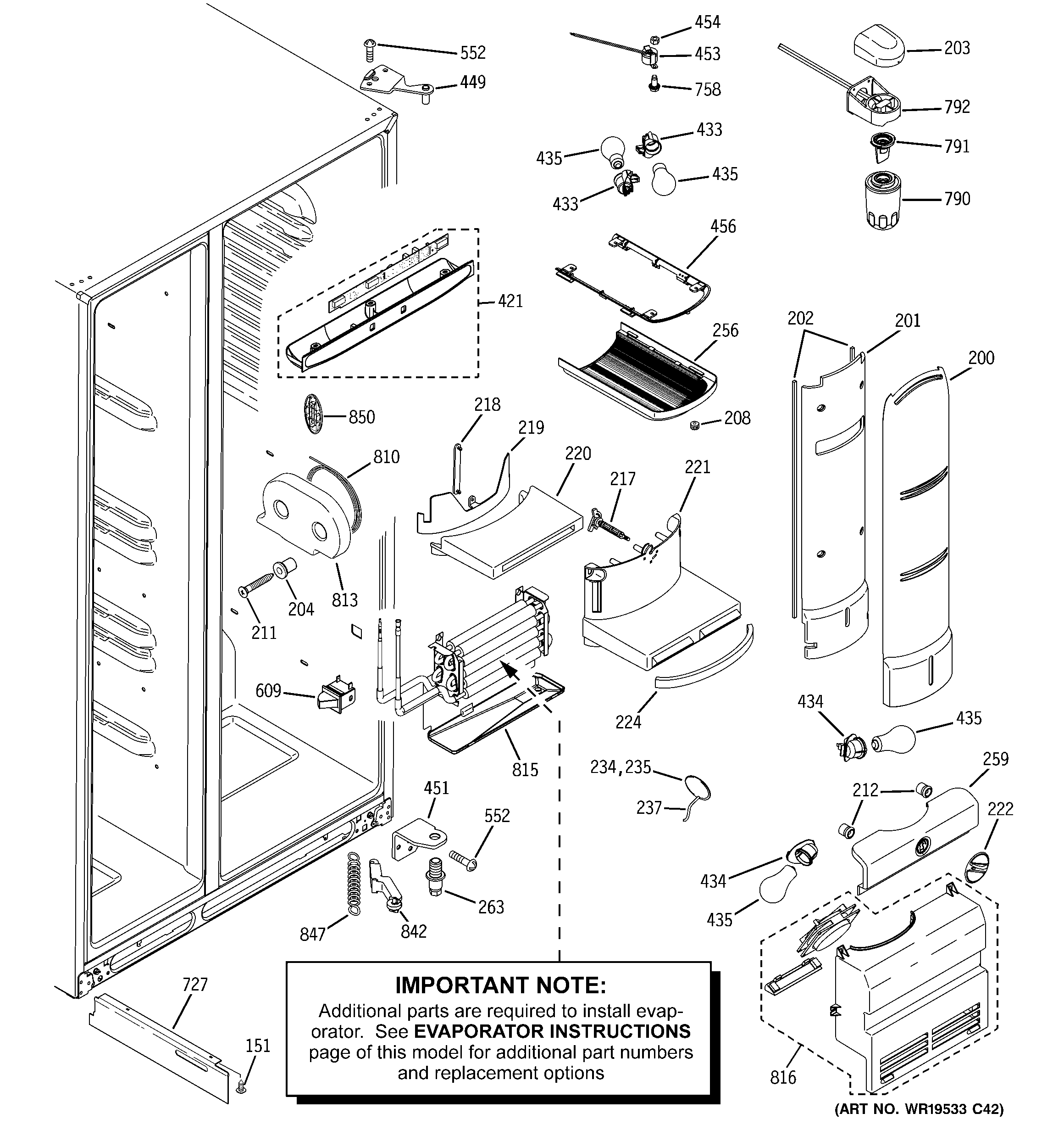 GE PHE25PGTAFBB fresh food section diagram