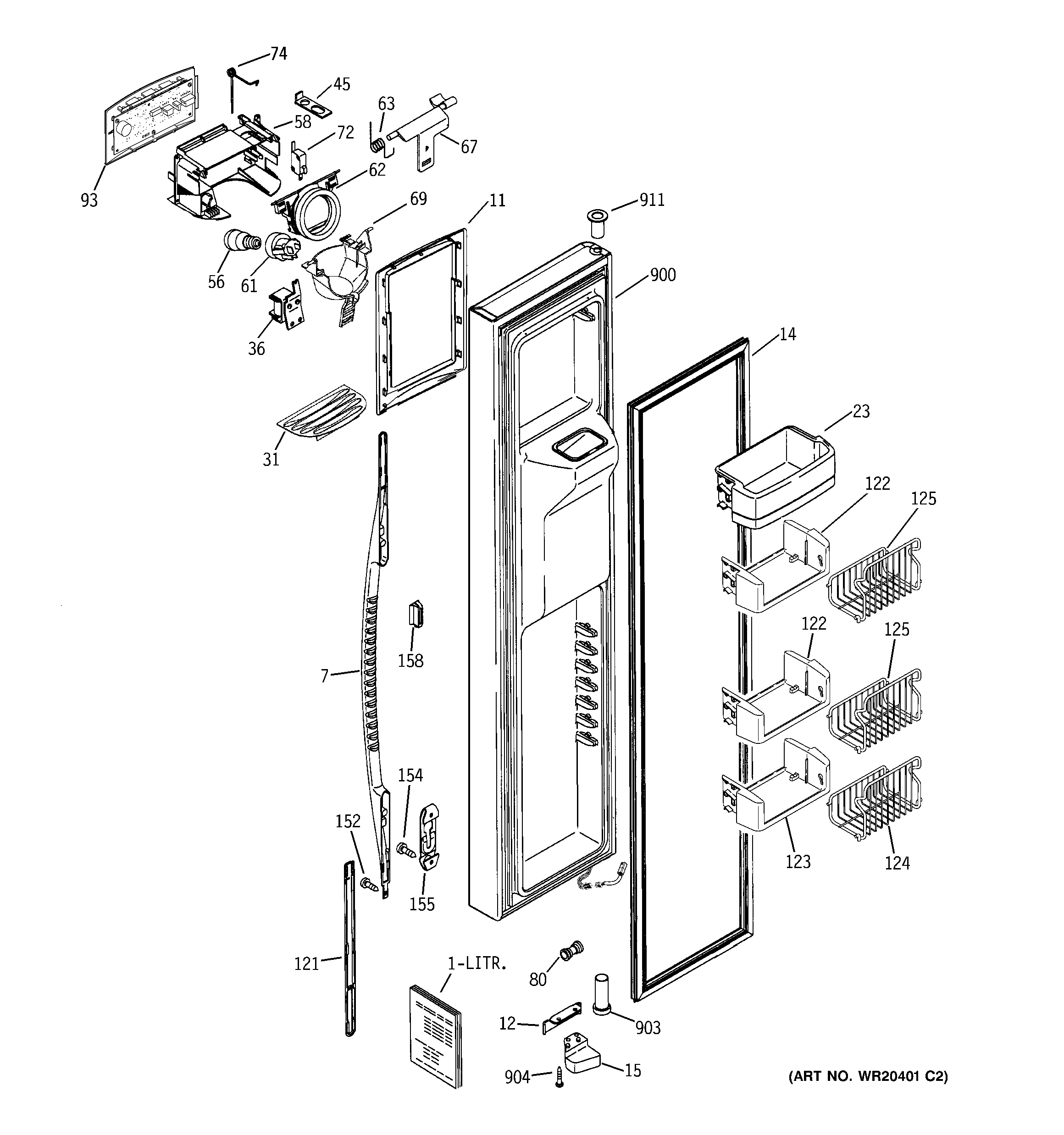 GE PSE27NHWGCWW freezer door diagram
