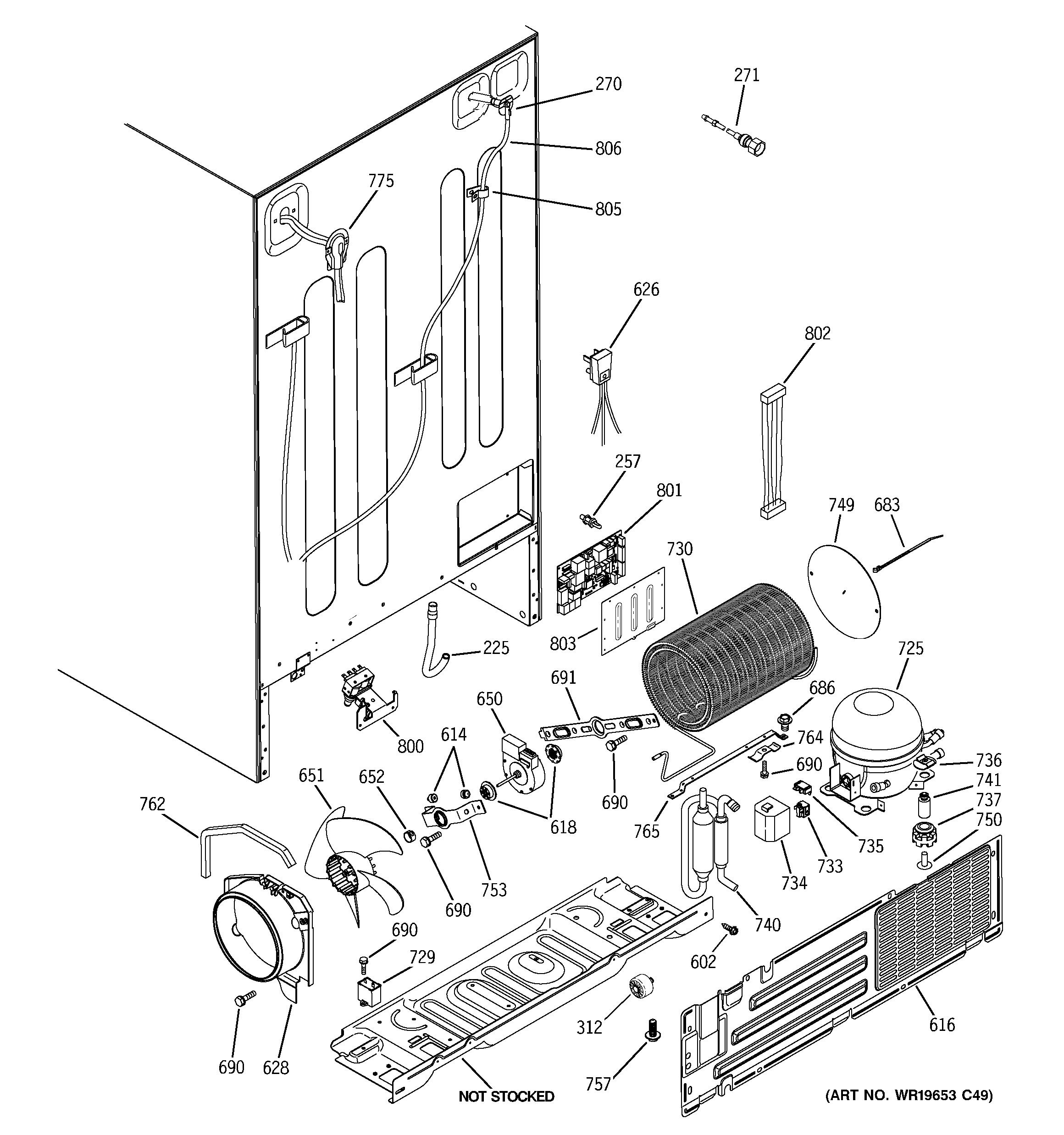 GE PSE27NHWGCWW sealed system & mother board diagram