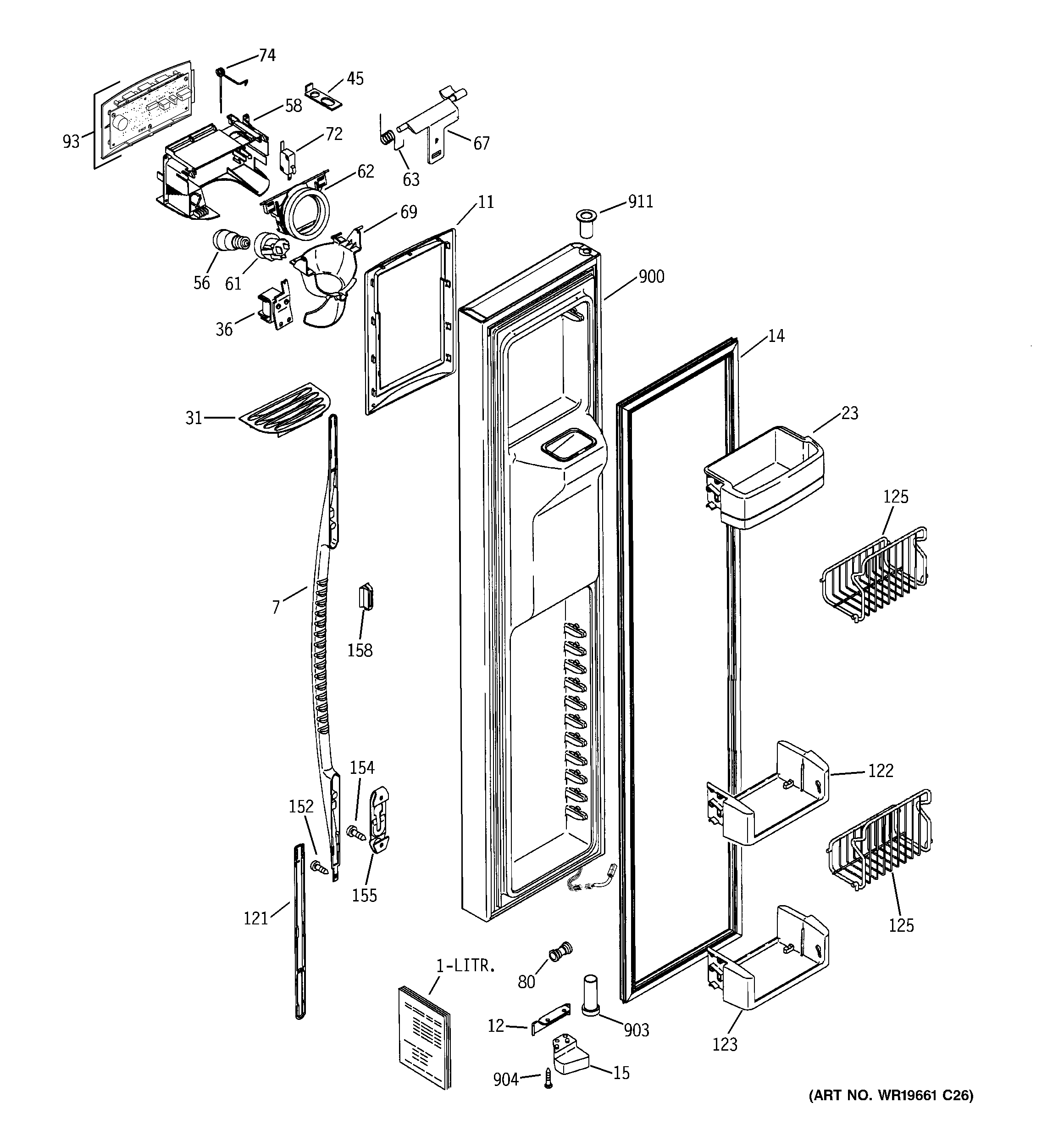 GE PSX29NHXACBB freezer door diagram