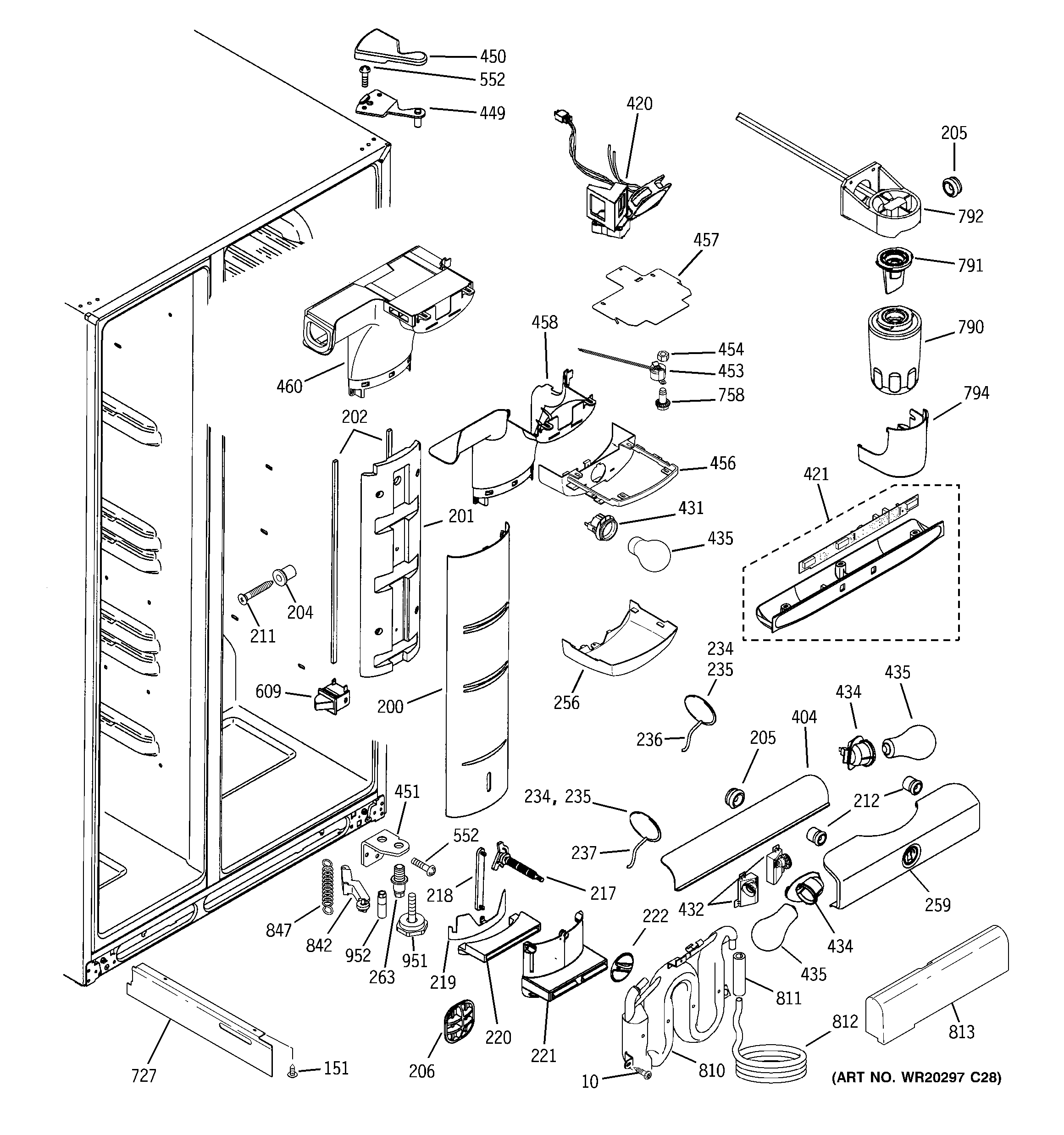 GE PSX29NHXACBB fresh food section diagram