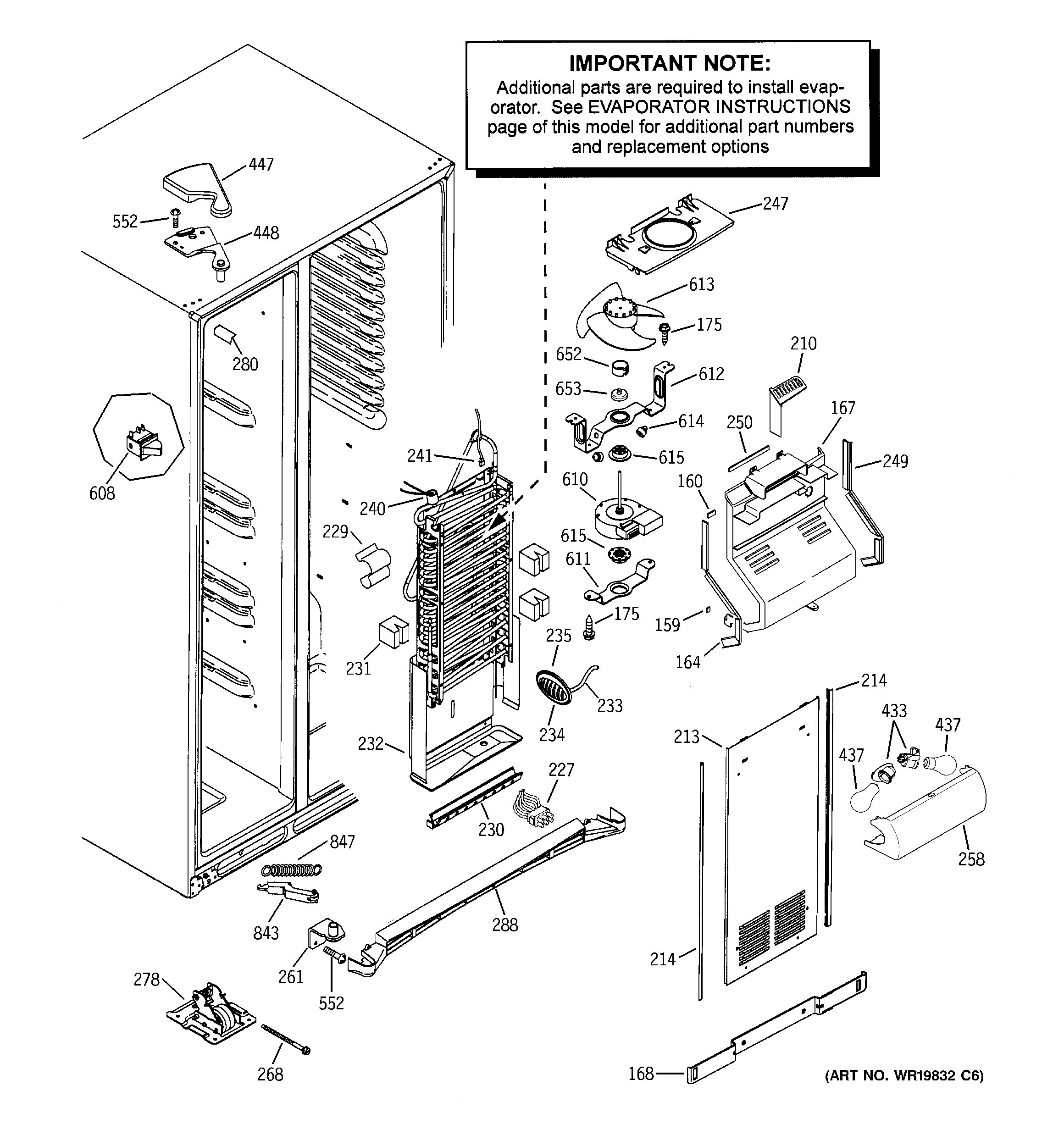 GE GSL25LGWCSS freezer section diagram