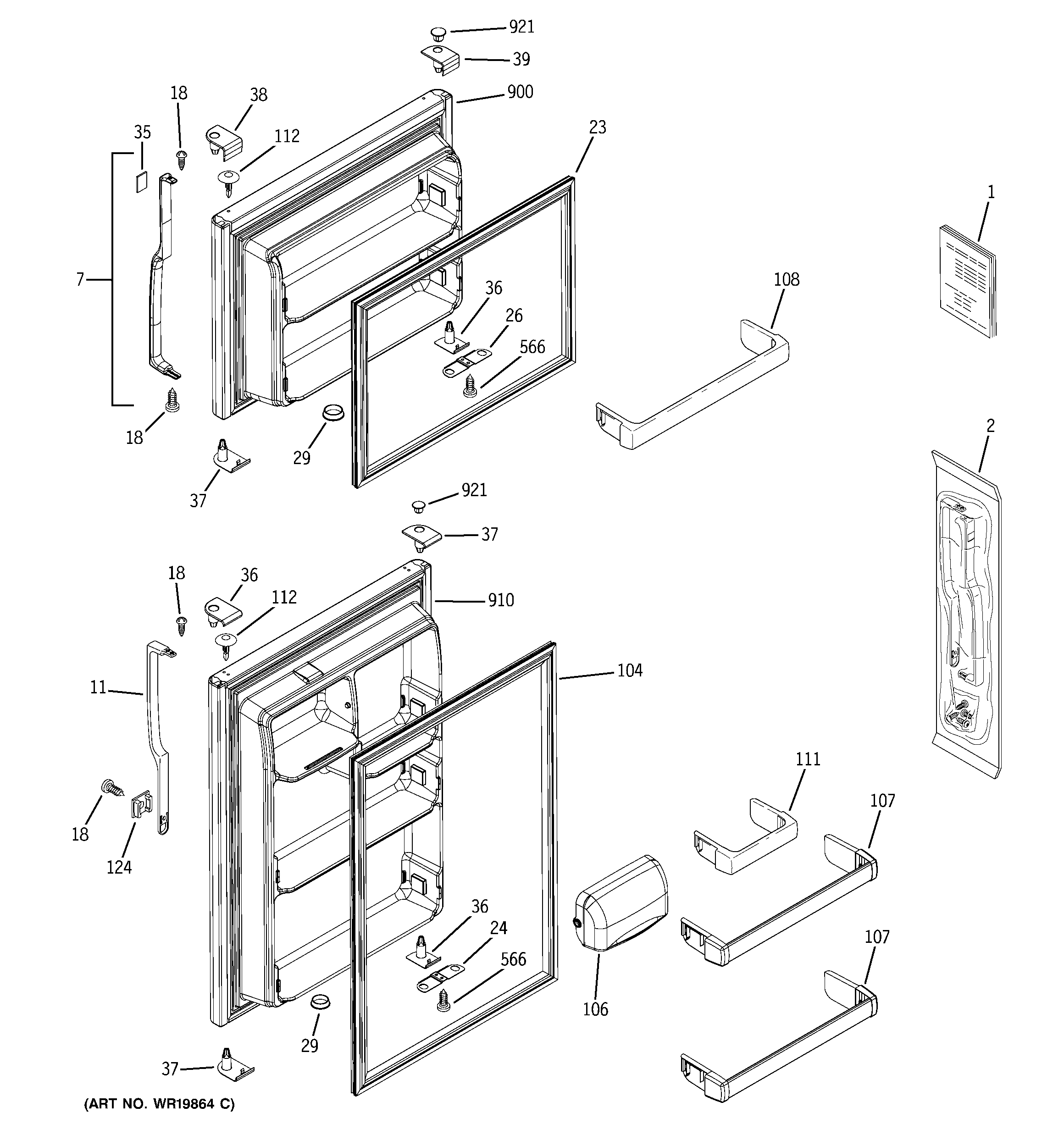 GE GTK18ICXARBS doors diagram