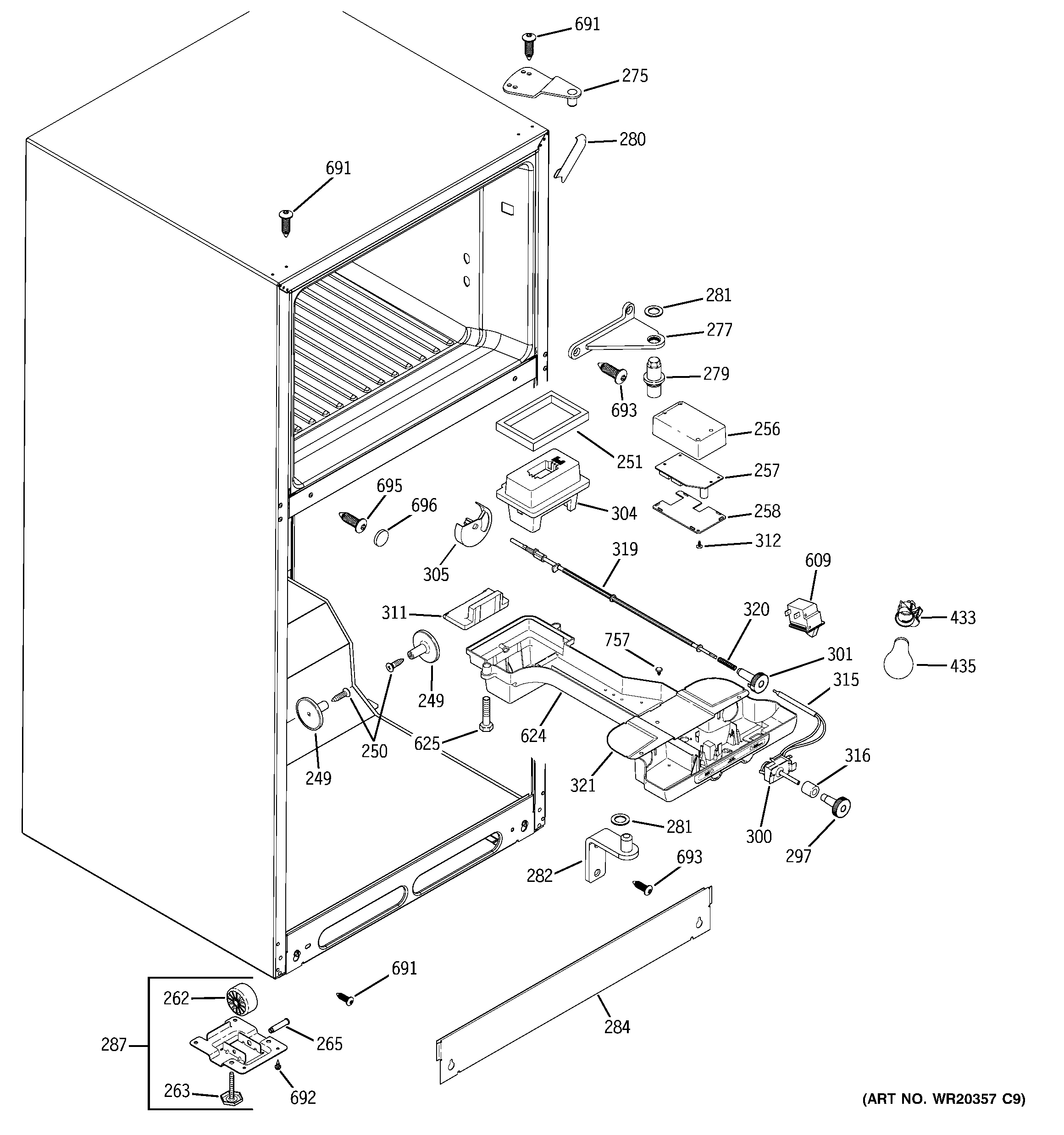 GE GTK18ICXARBS fresh food section diagram