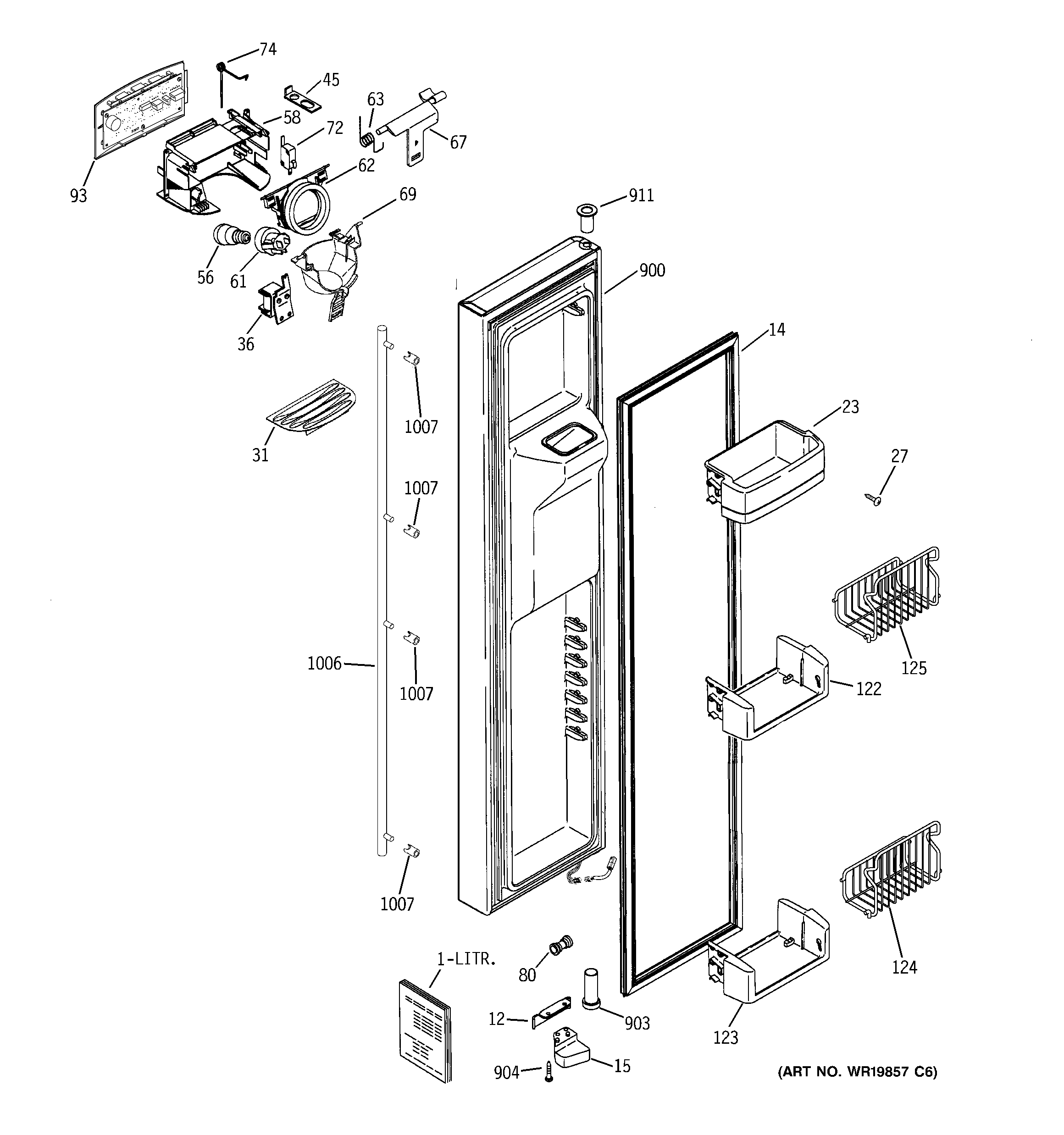 GE ZCE23SGTISS freezer door diagram