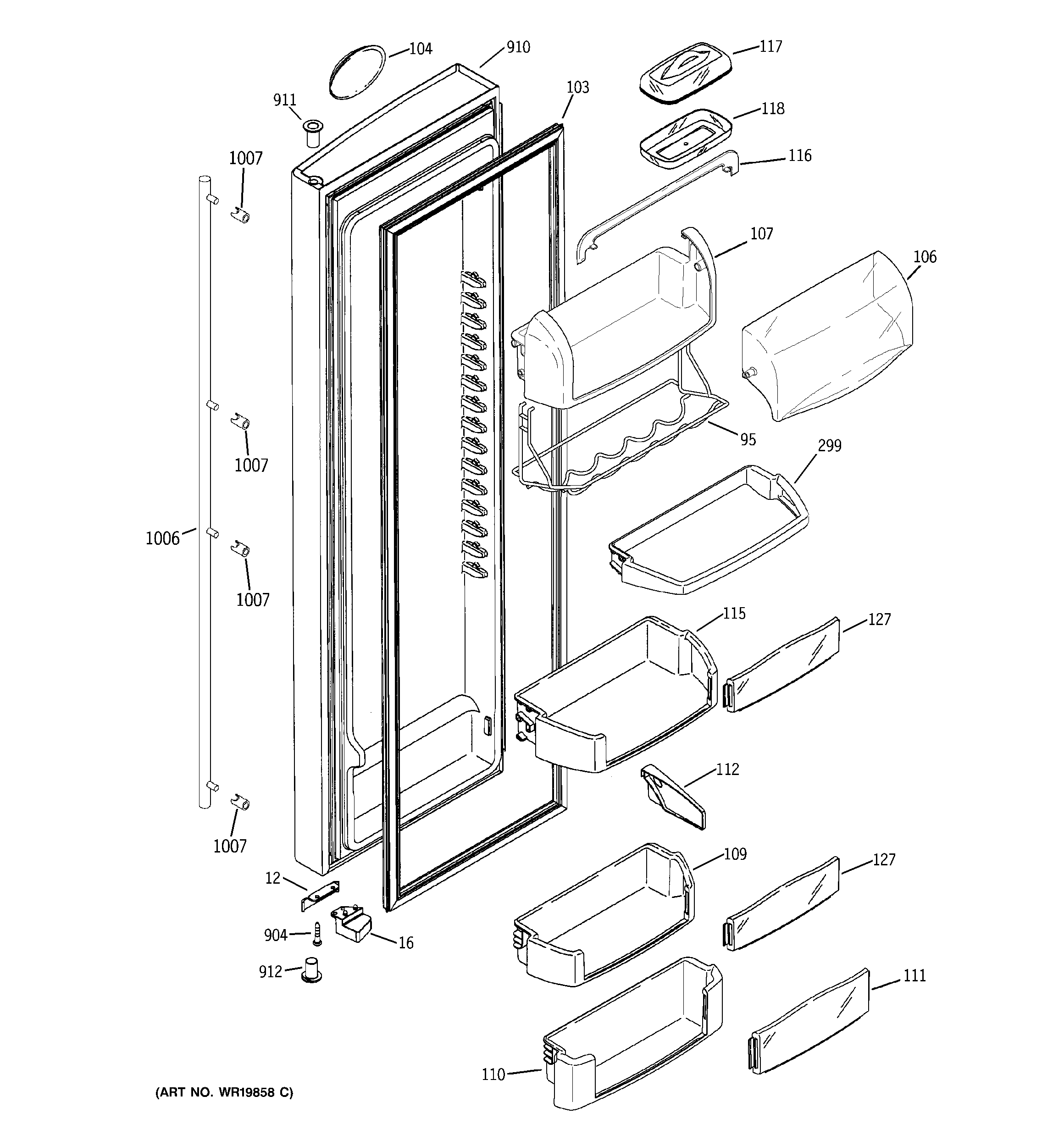 GE ZCE23SGTISS fresh food door diagram