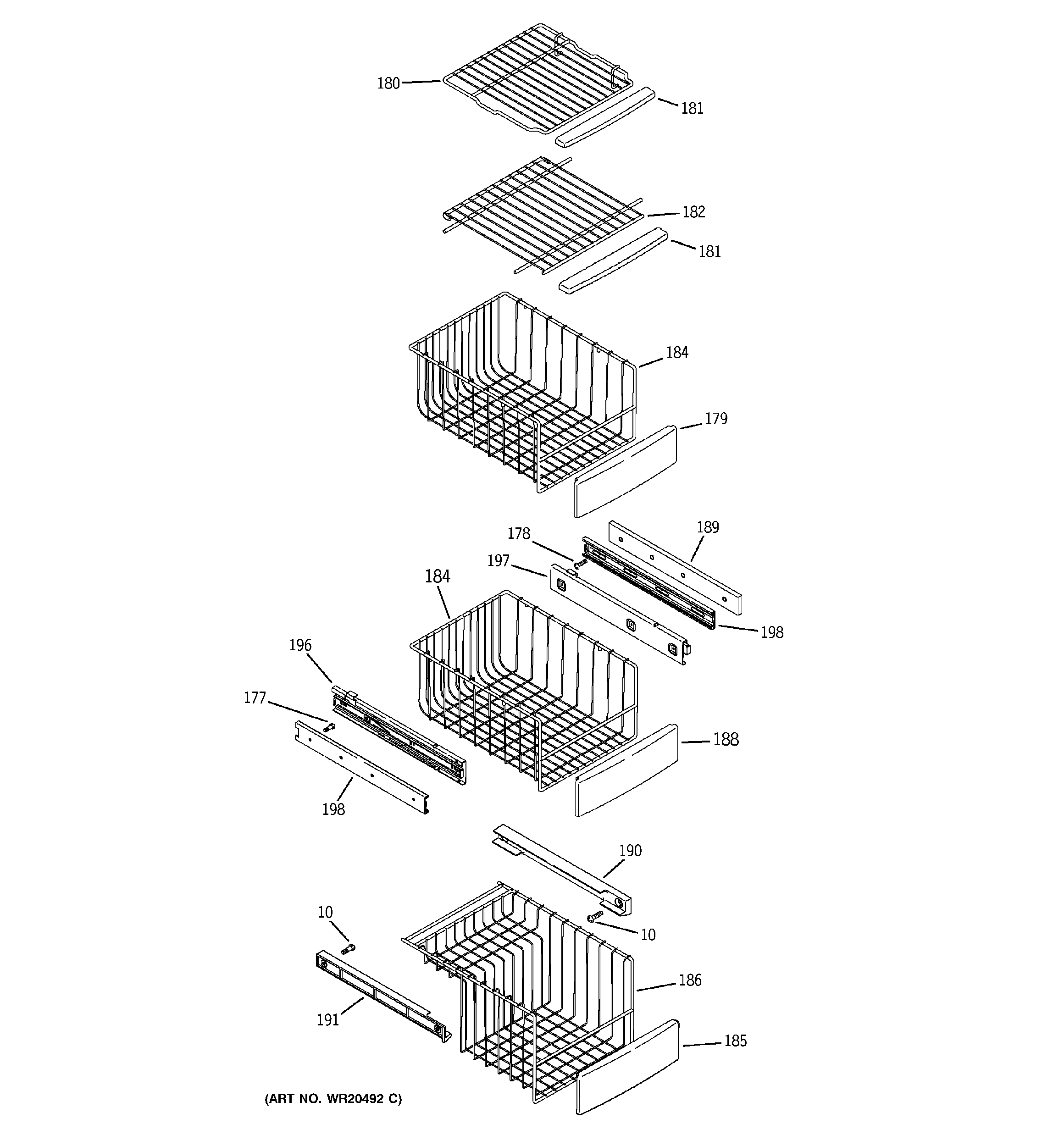 GE ZCE23SGTISS freezer shelves diagram