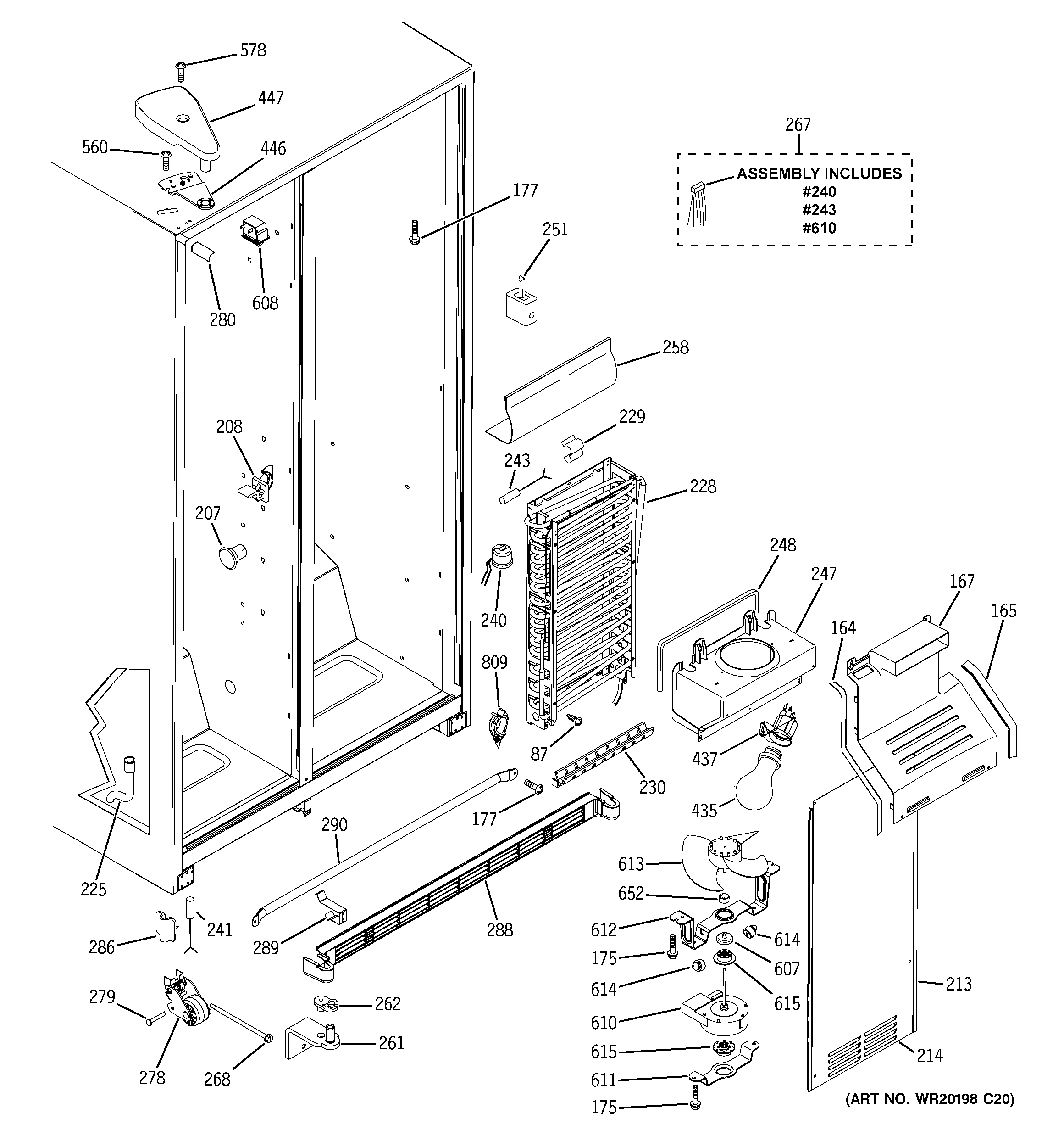 GE ESH22JSXASS freezer section diagram