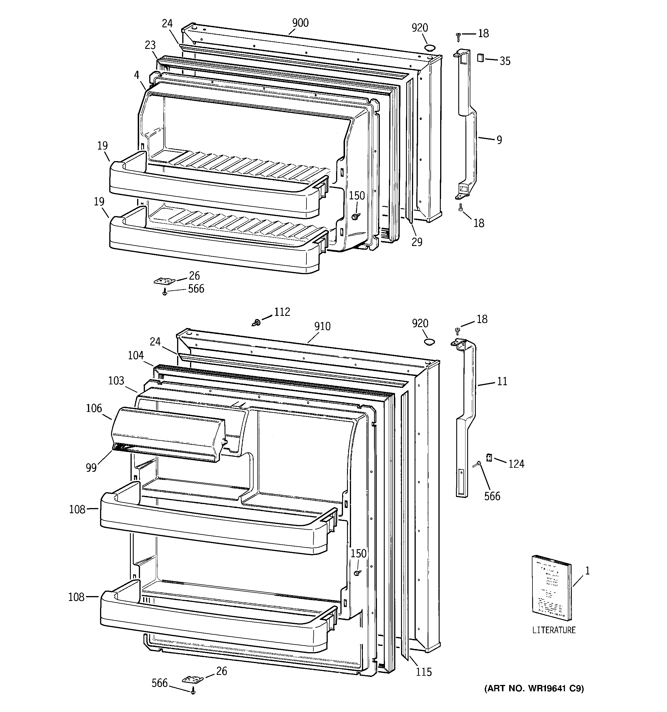 GE GTS17JBWARBB doors diagram