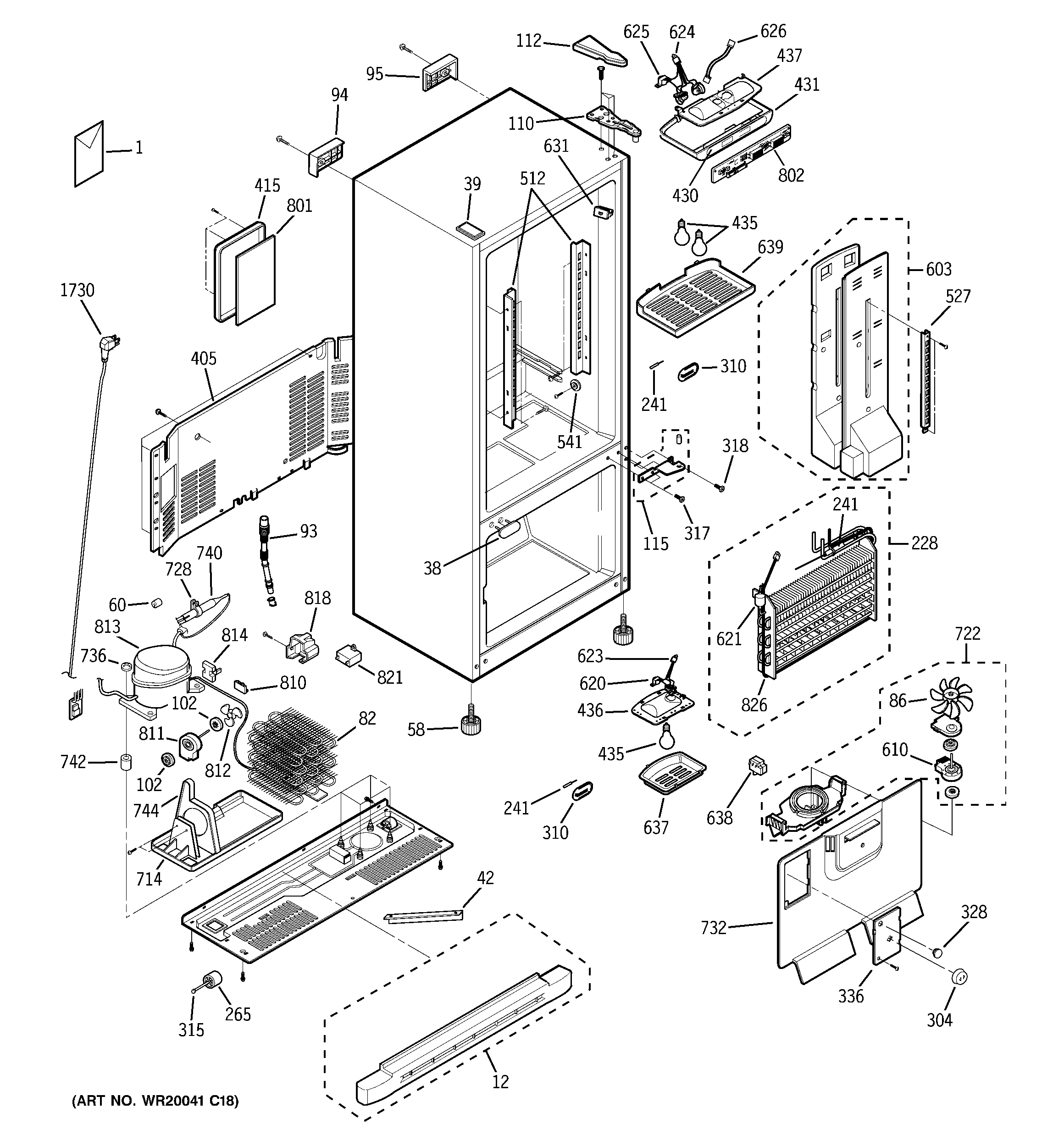 GE PDS20SBSCRSS cabinet diagram