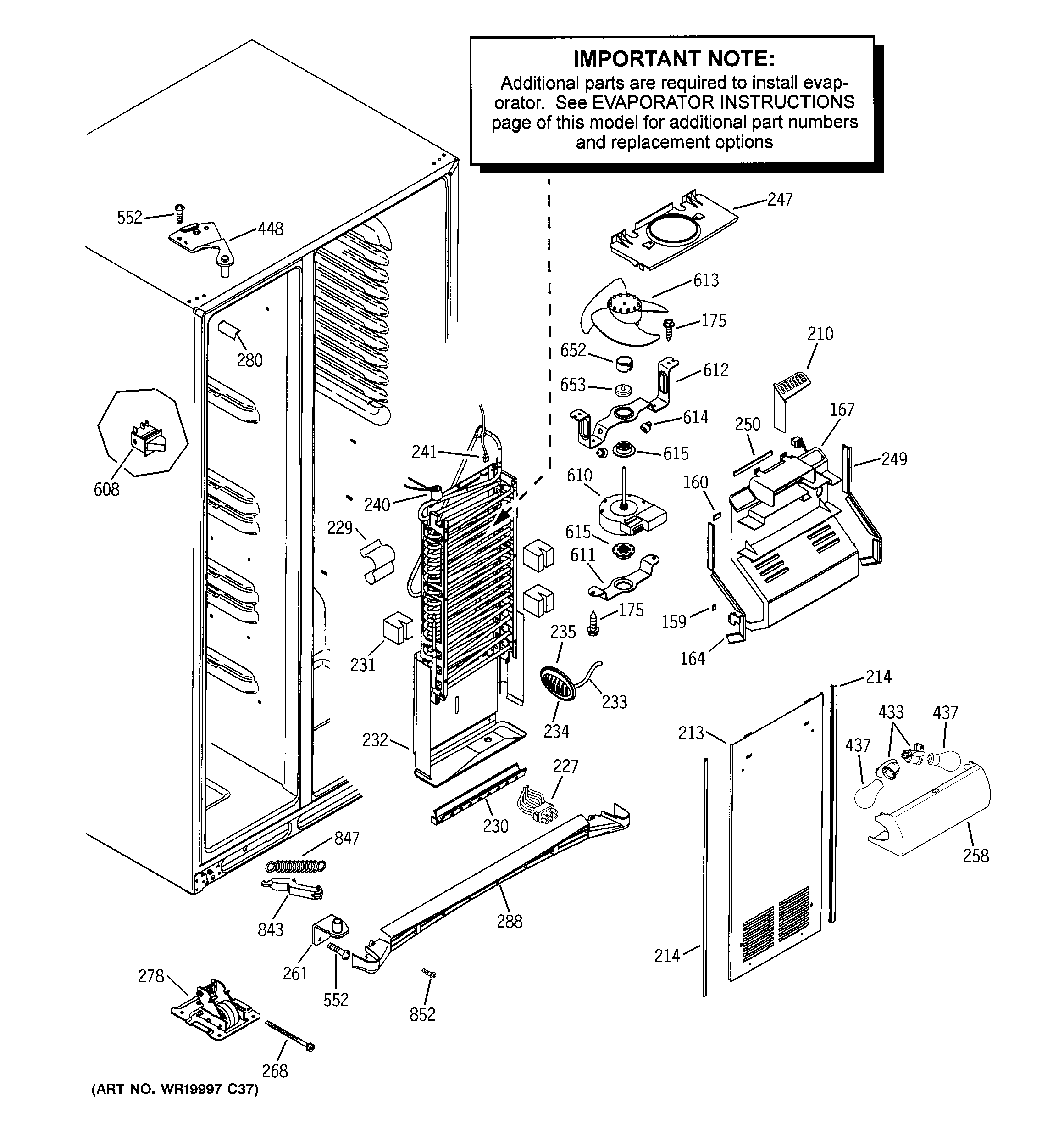 GE ESHF5MGXBEWW freezer section diagram