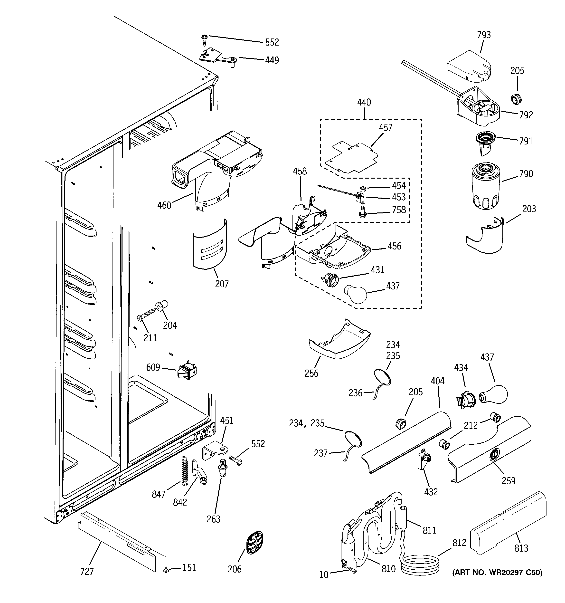 GE ESHF5MGXBEWW fresh food section diagram