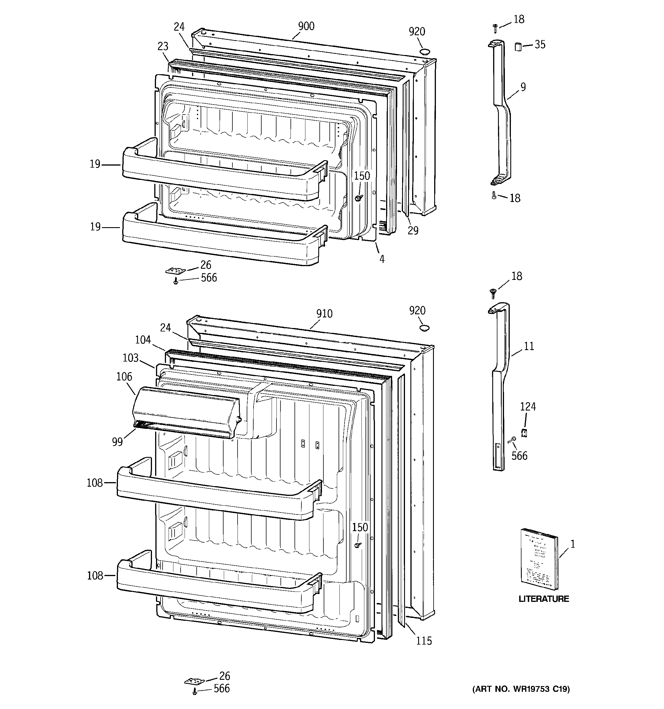 GE CTS17RBSBRWW doors diagram