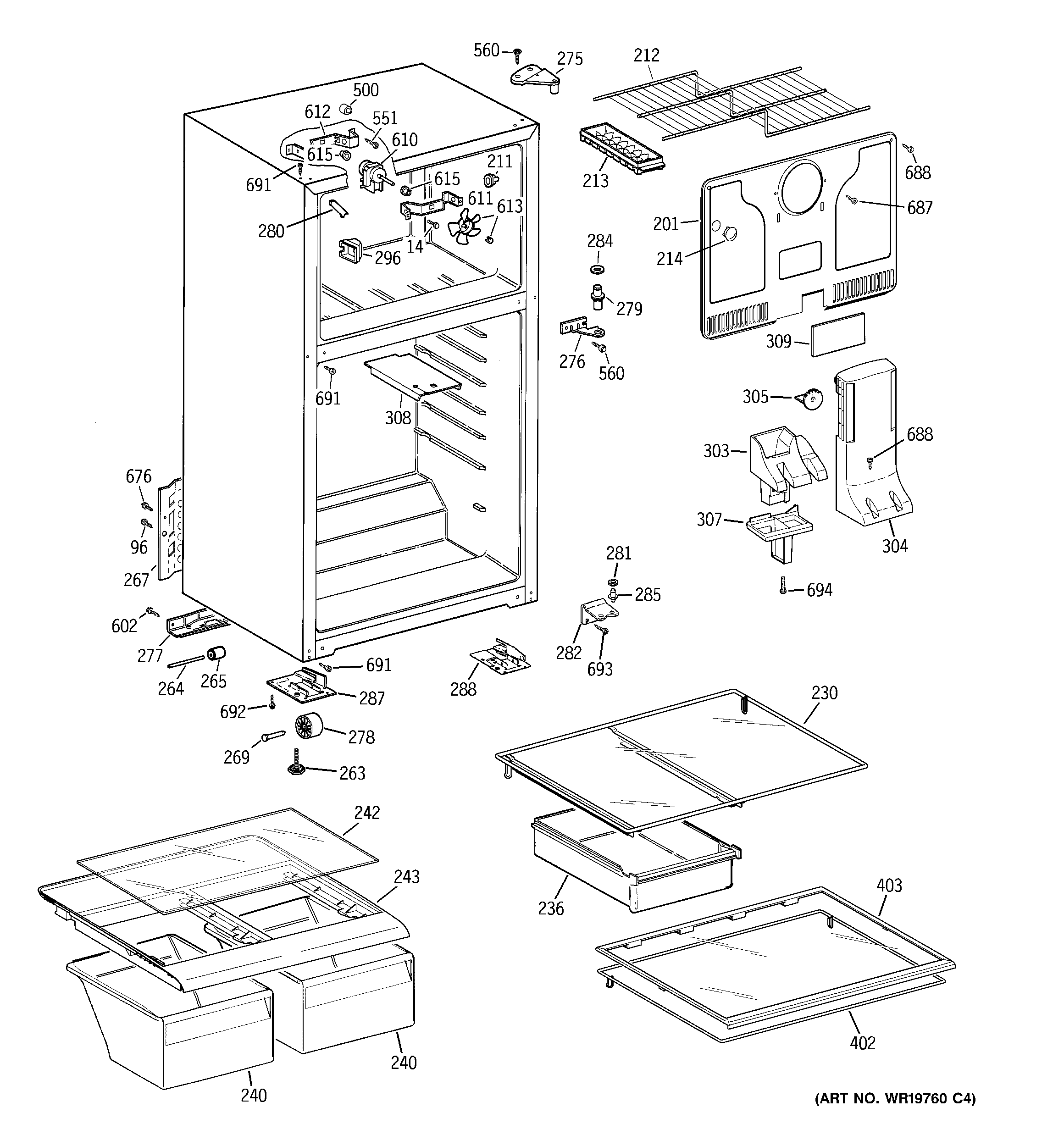 GE CTS17RBSBRWW cabinet diagram