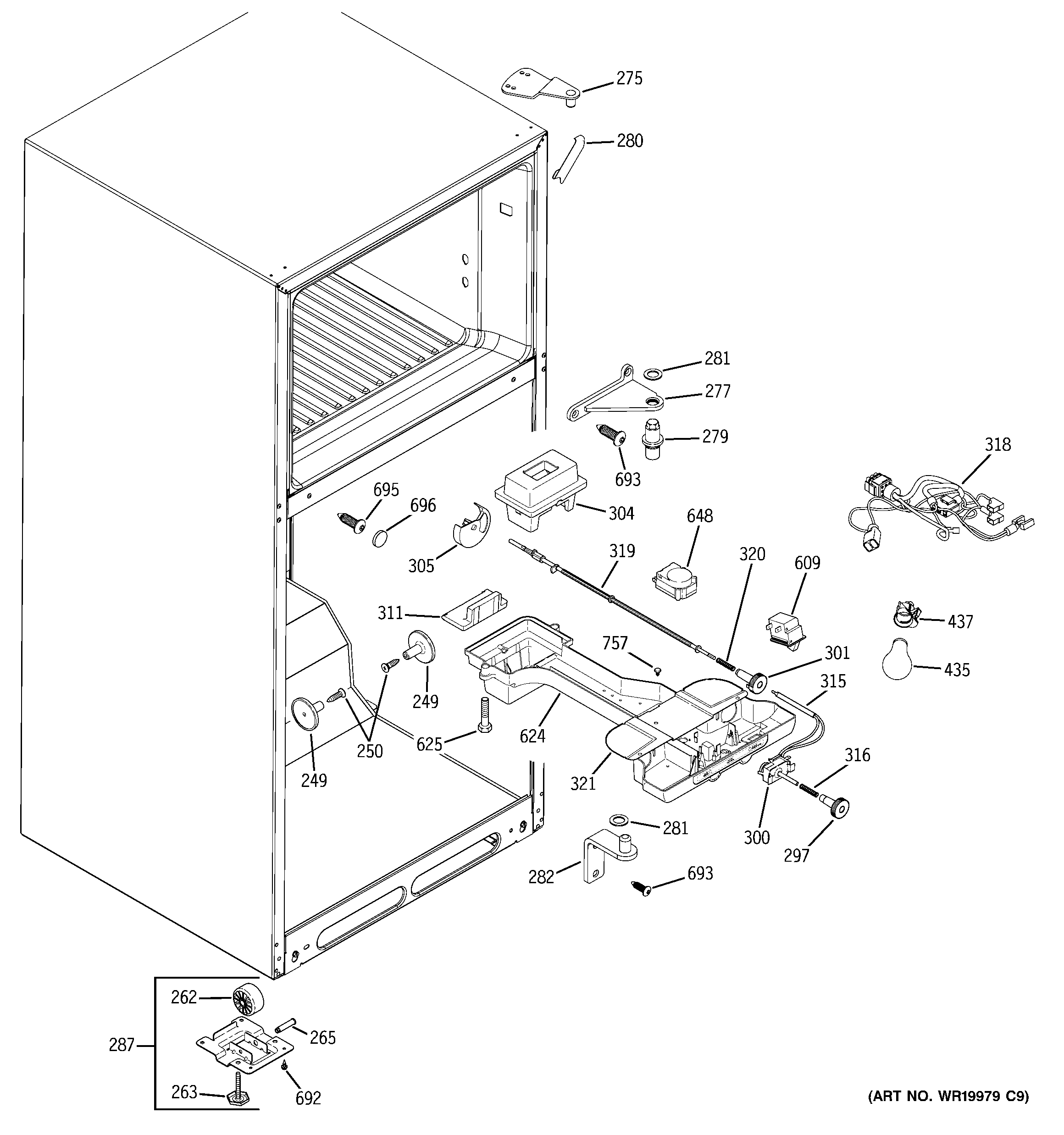 GE GTS18SBXCRSS fresh food section diagram