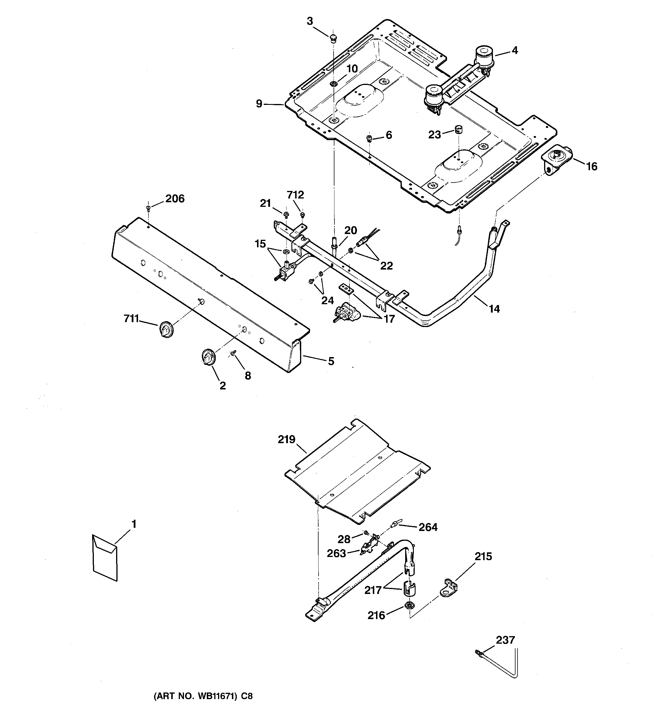 Hotpoint RGB523PPH4CT gas & burner parts diagram