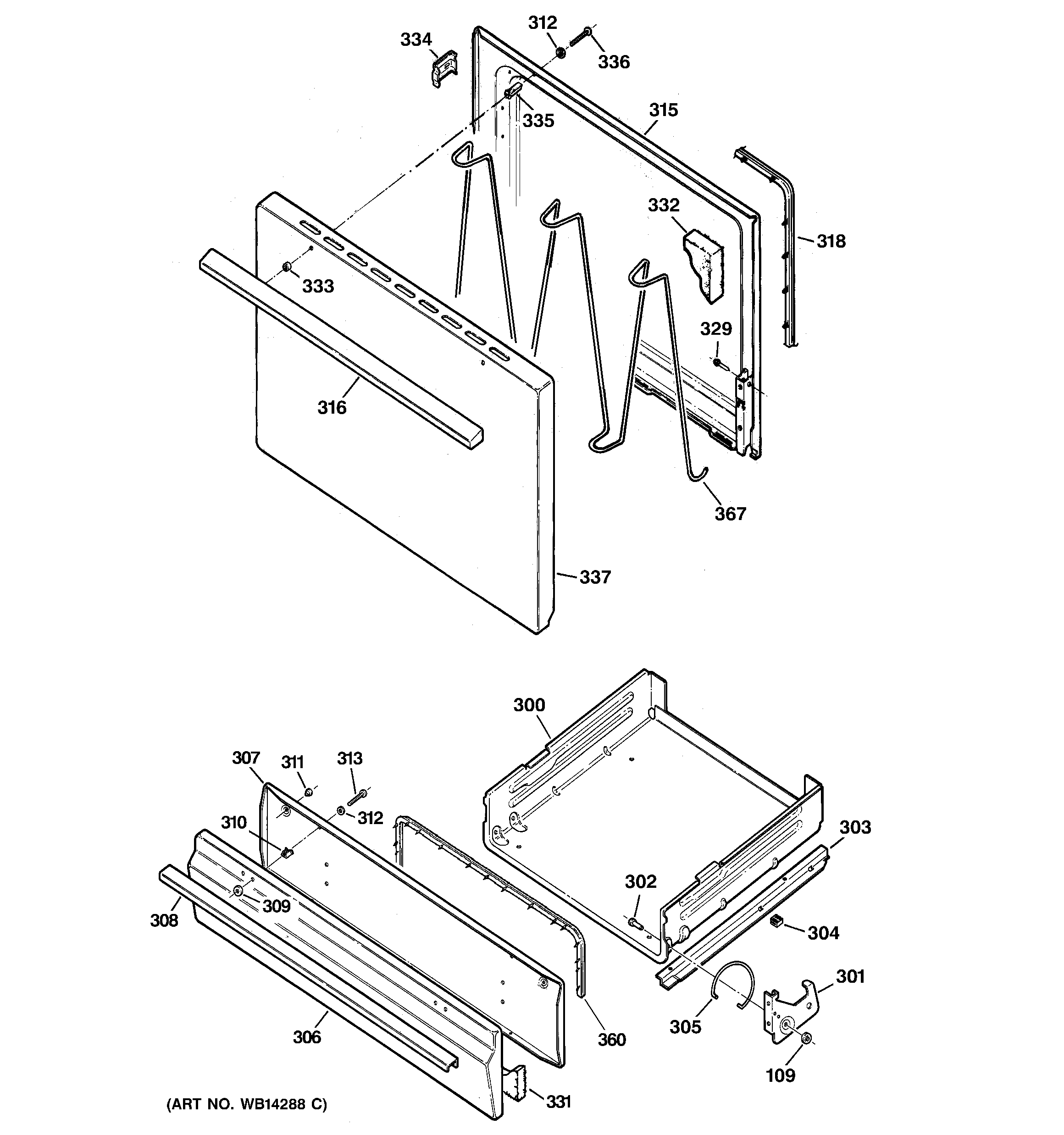 Hotpoint RGB523PPH4CT door & drawer parts diagram