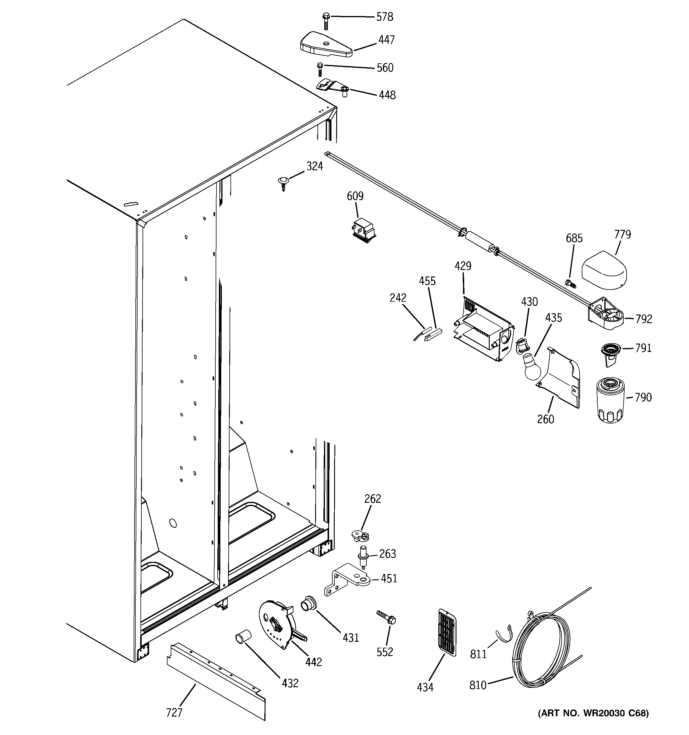 Hotpoint HSS22GFTEWW fresh food section diagram