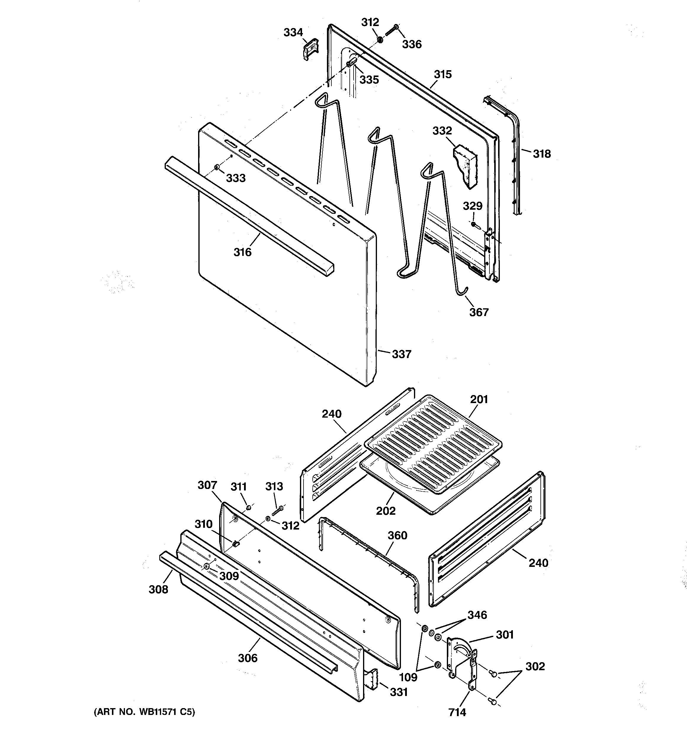 Kenmore 36270250603 door & drawer parts diagram