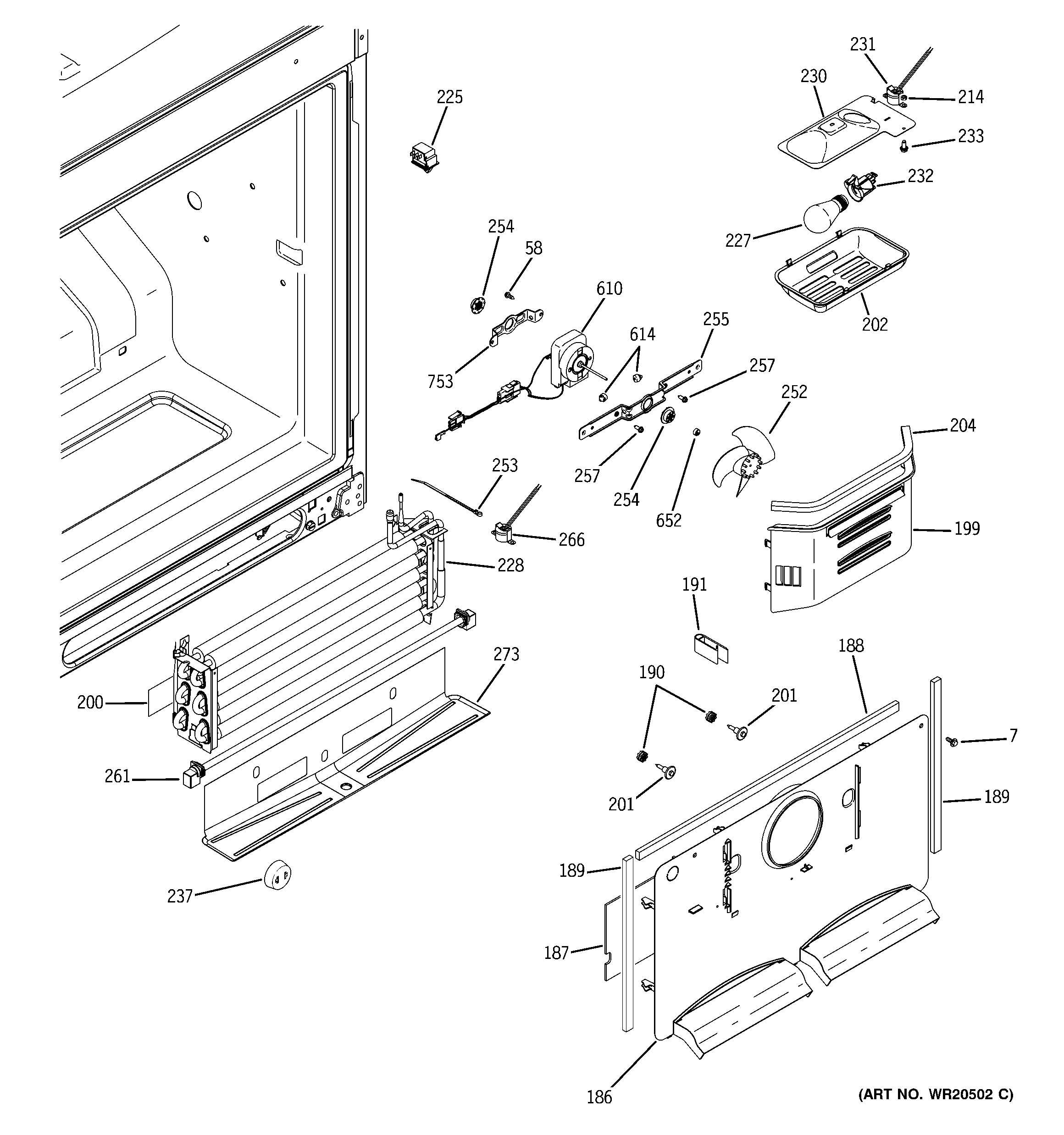GE GBSC3HBXARBB freezer section diagram