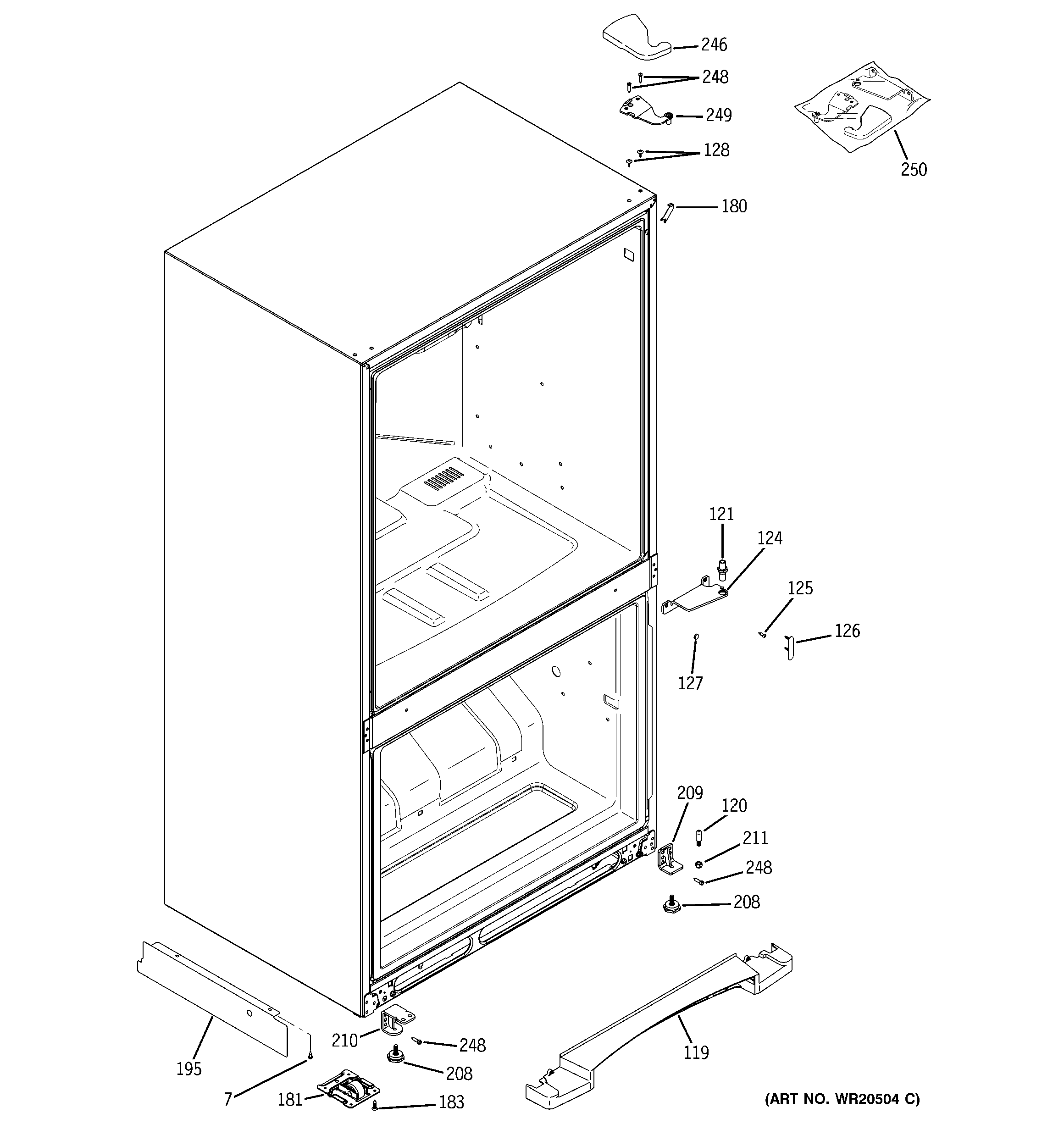 GE GBSC3HBXARBB case parts diagram