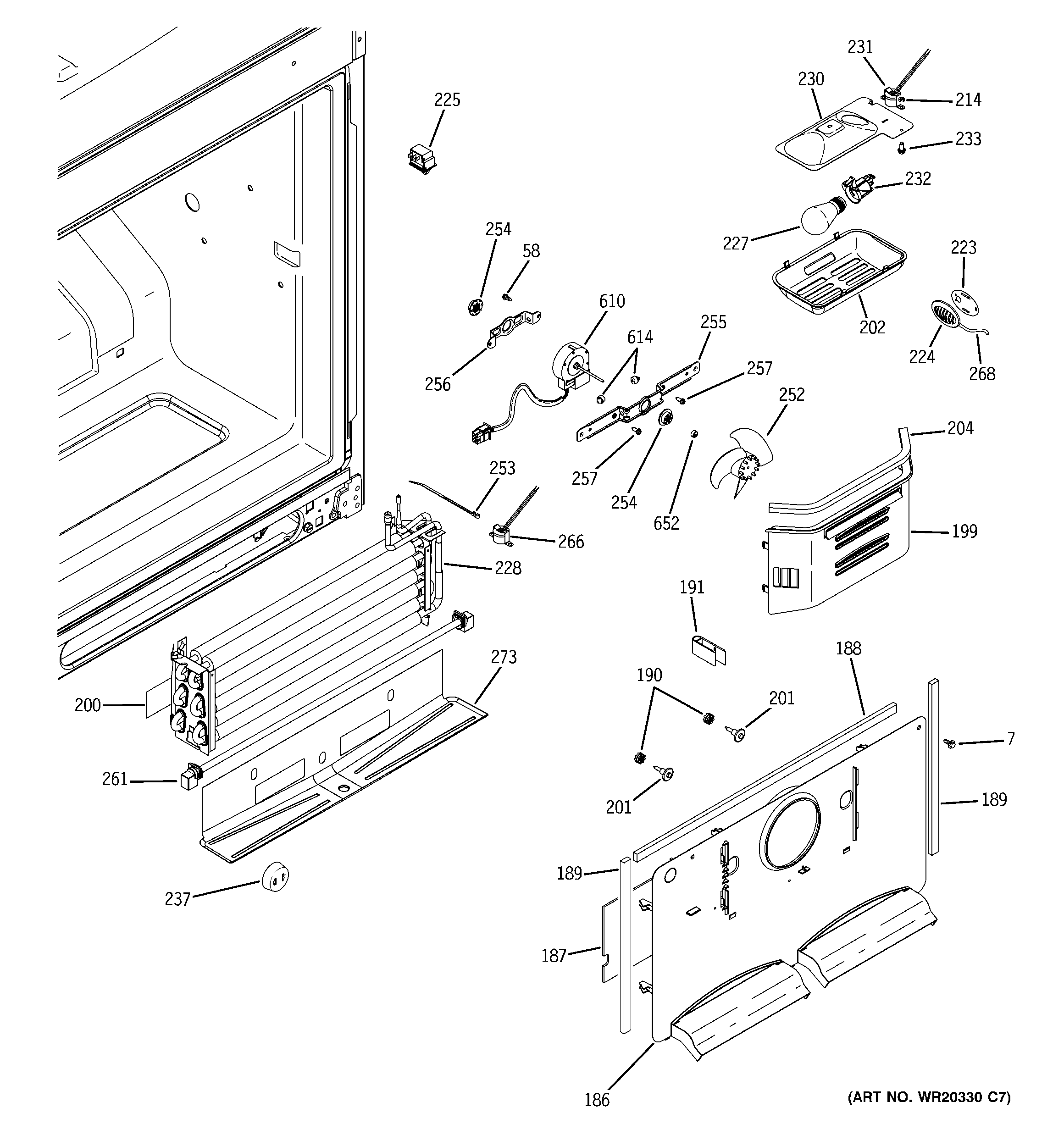 GE GDSC0KBXARCC freezer section diagram