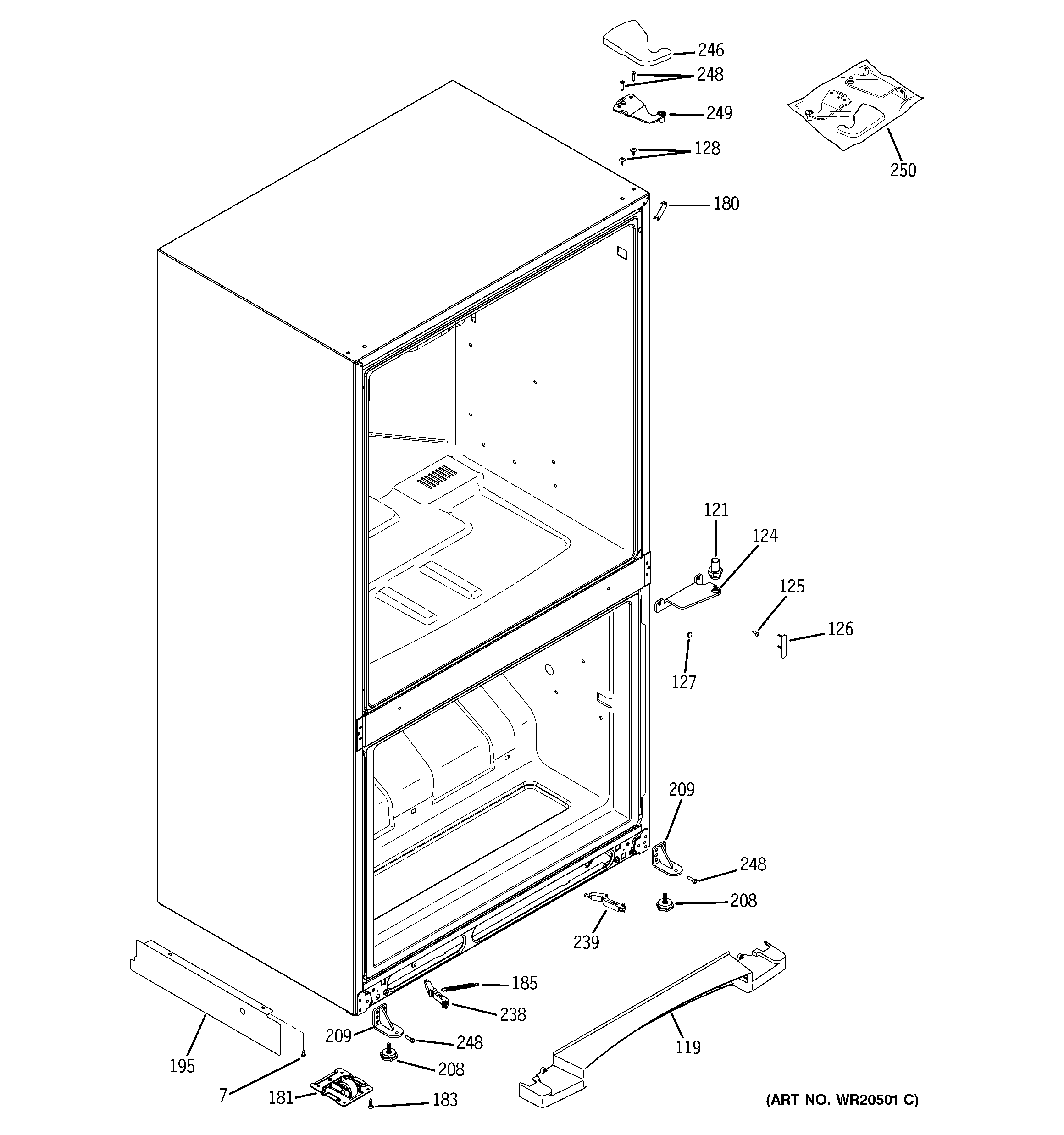 GE GDSC0KBXARCC case parts diagram