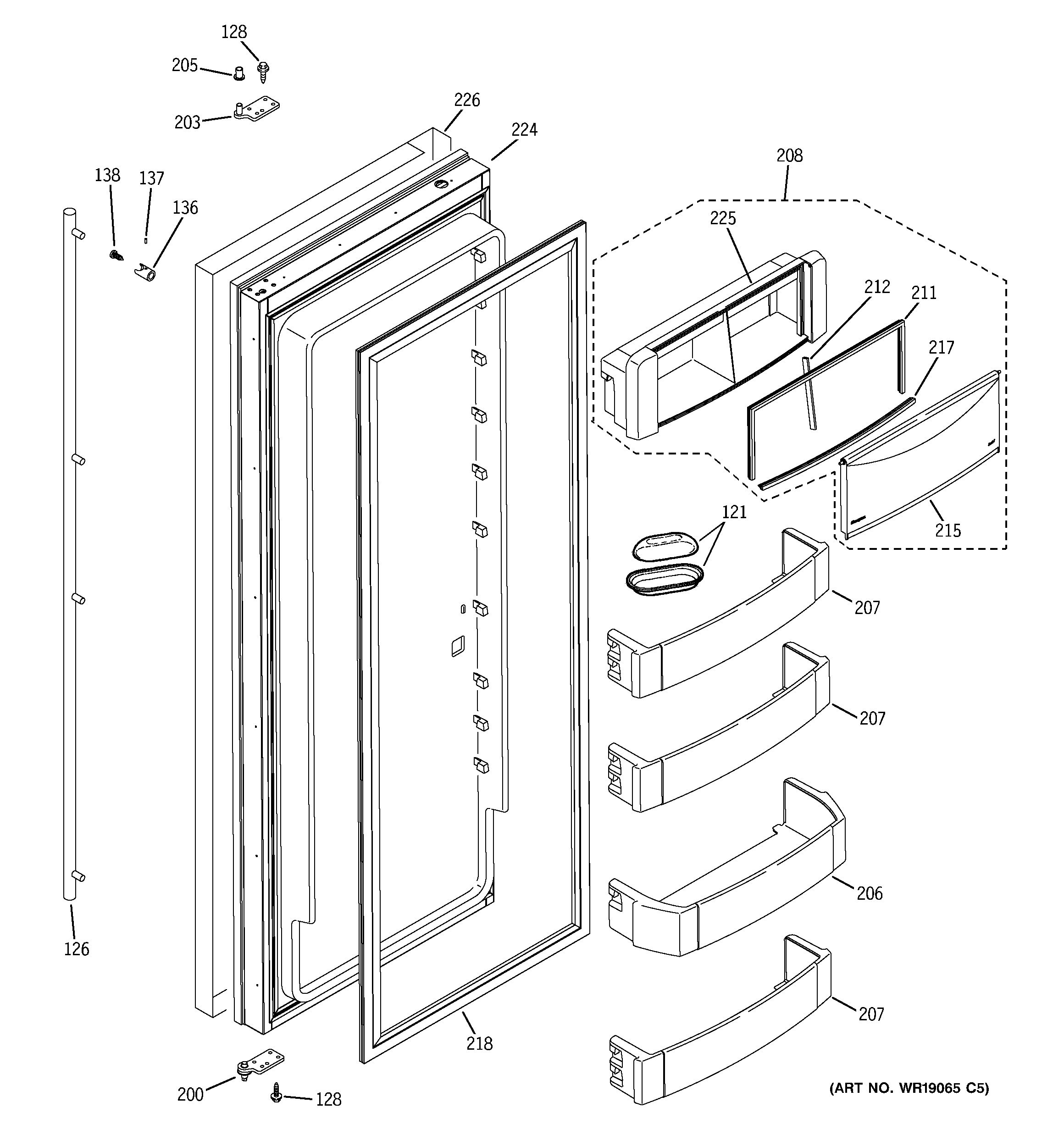 GE ZISS42GDXASS fresh food door diagram