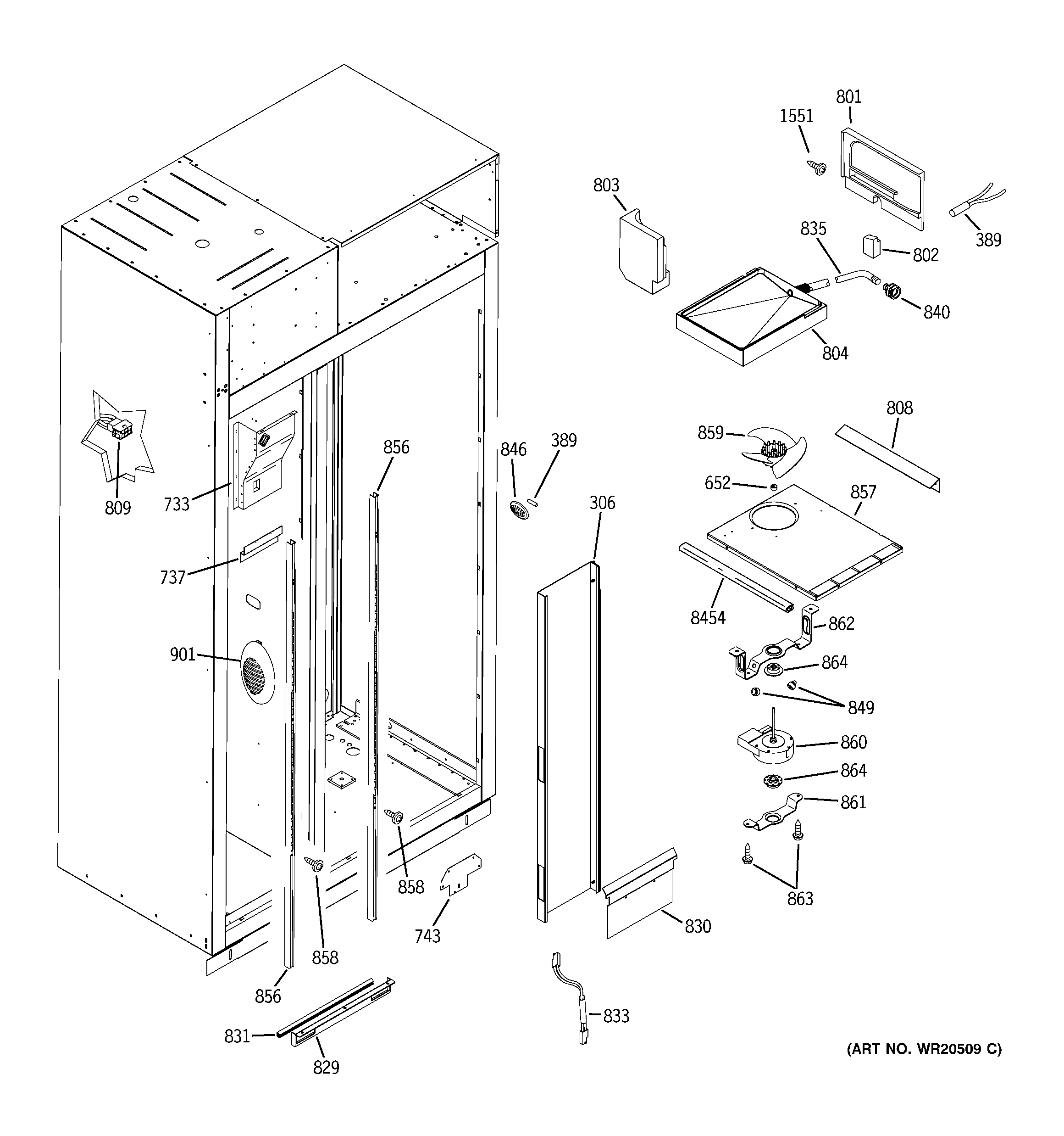 GE ZISS42GDXASS freezer section diagram