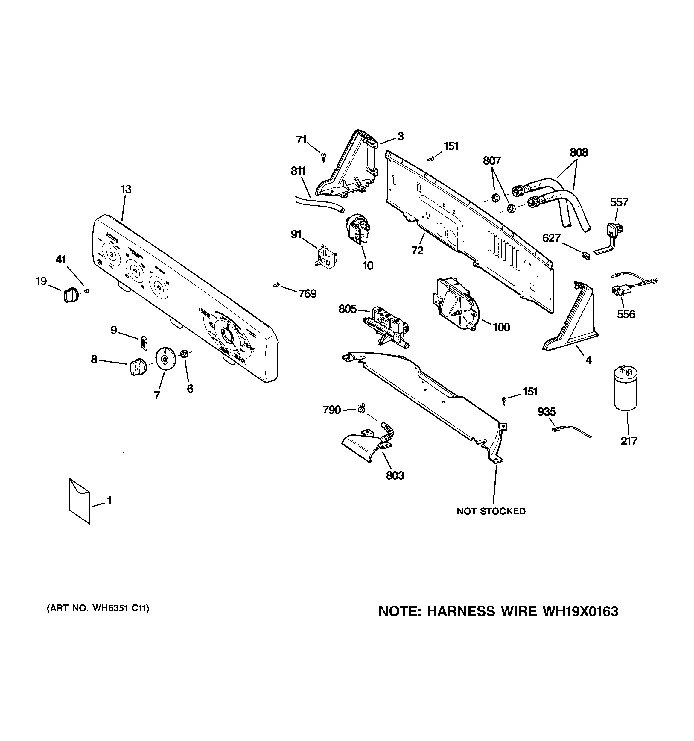 GE GHDSR209H5WW controls & backsplash diagram