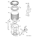 GE GJSR2080H5WW tub, basket & agitator diagram