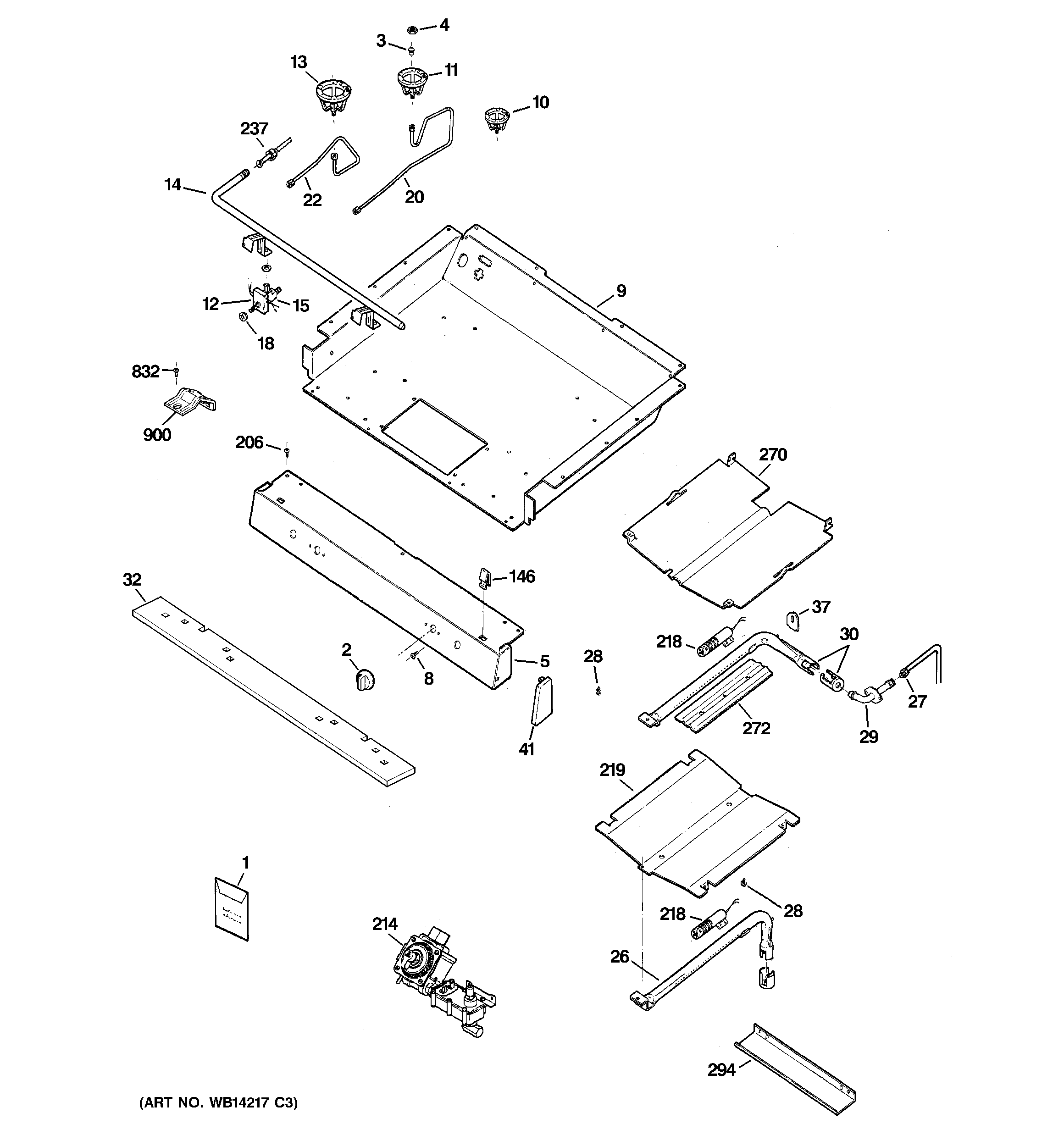 GE JGBP28MEM4BS gas & burner parts diagram