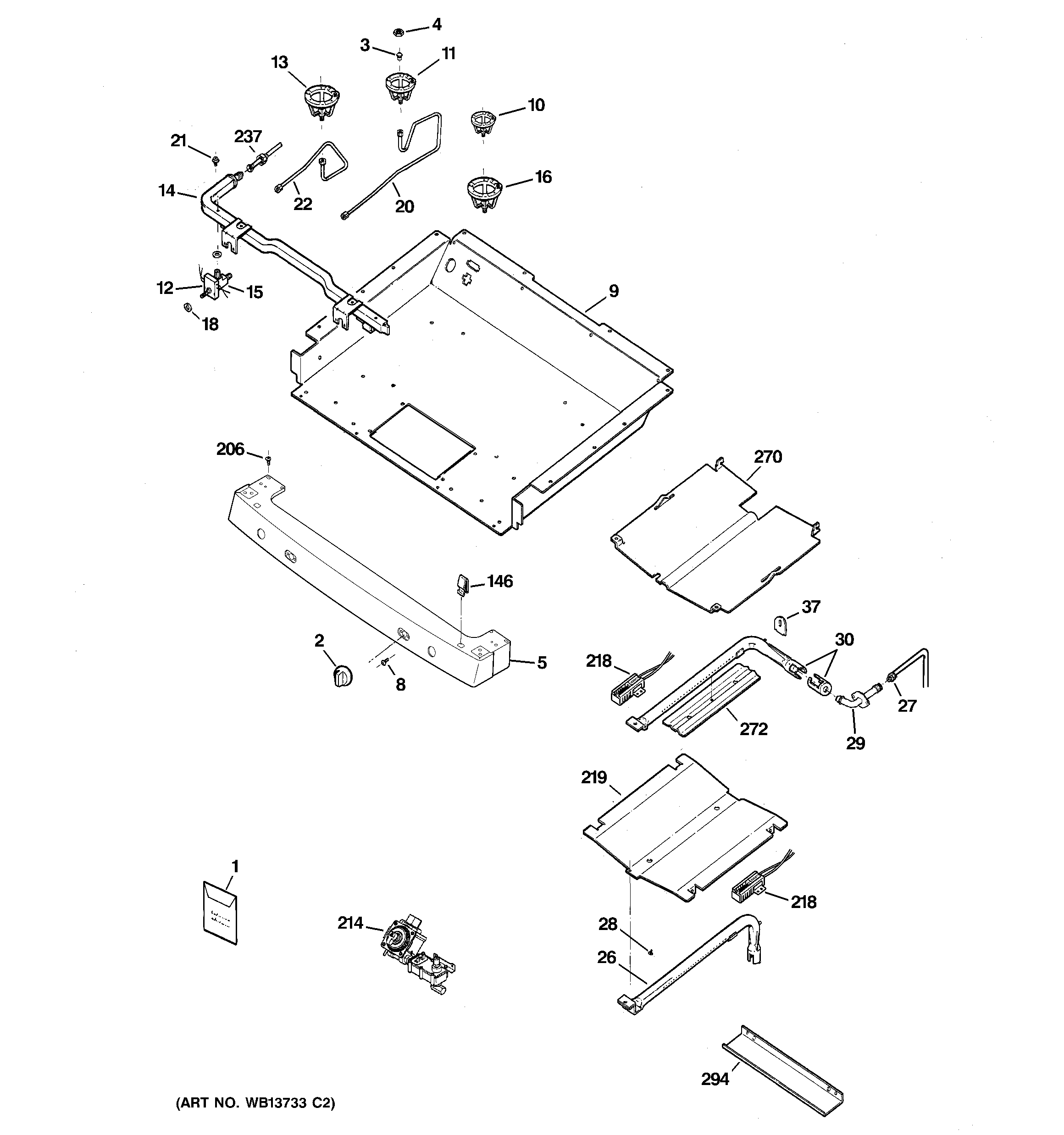 GE JGBP85DEM3WW gas & burner parts diagram