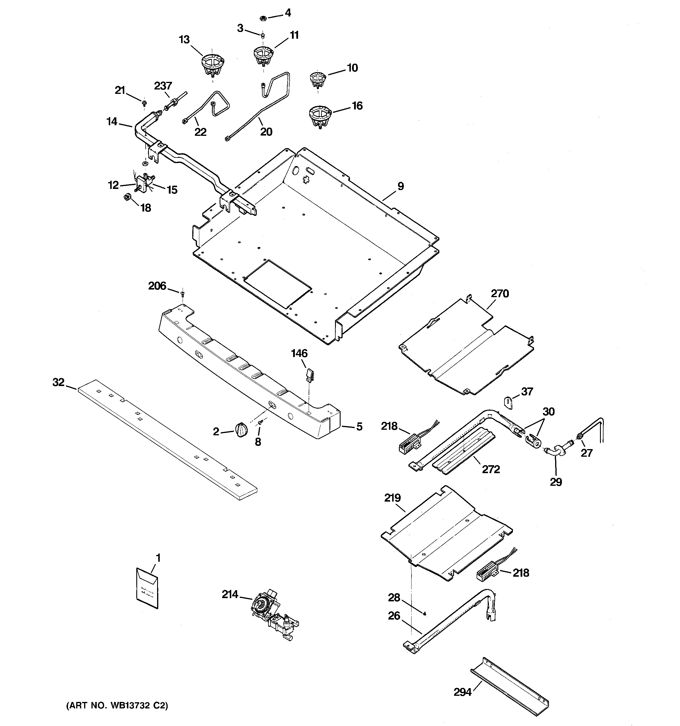 GE JGBP85SEM3SS gas & burner parts diagram