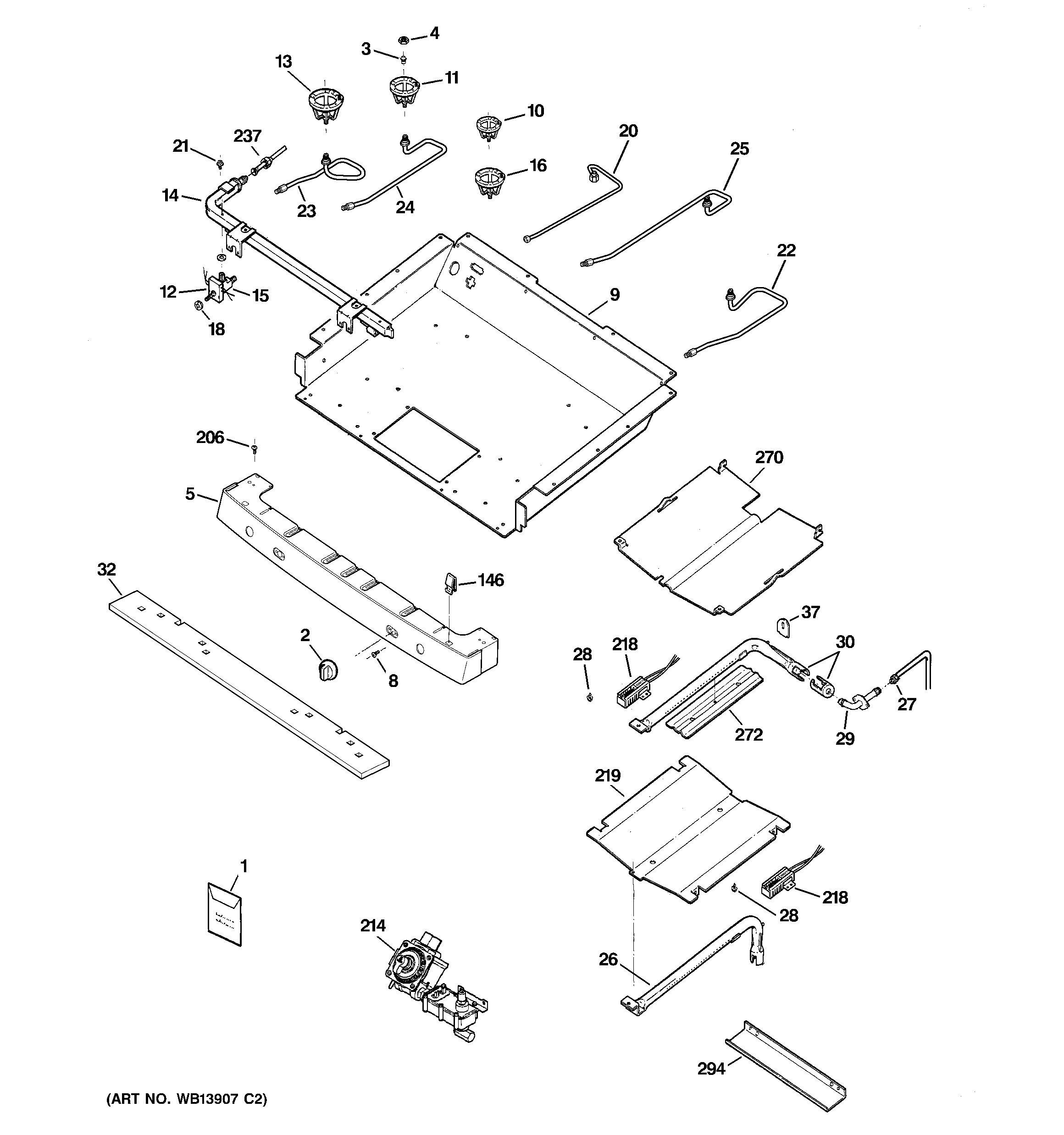 GE JGBP87MEM2BG gas & burner parts diagram