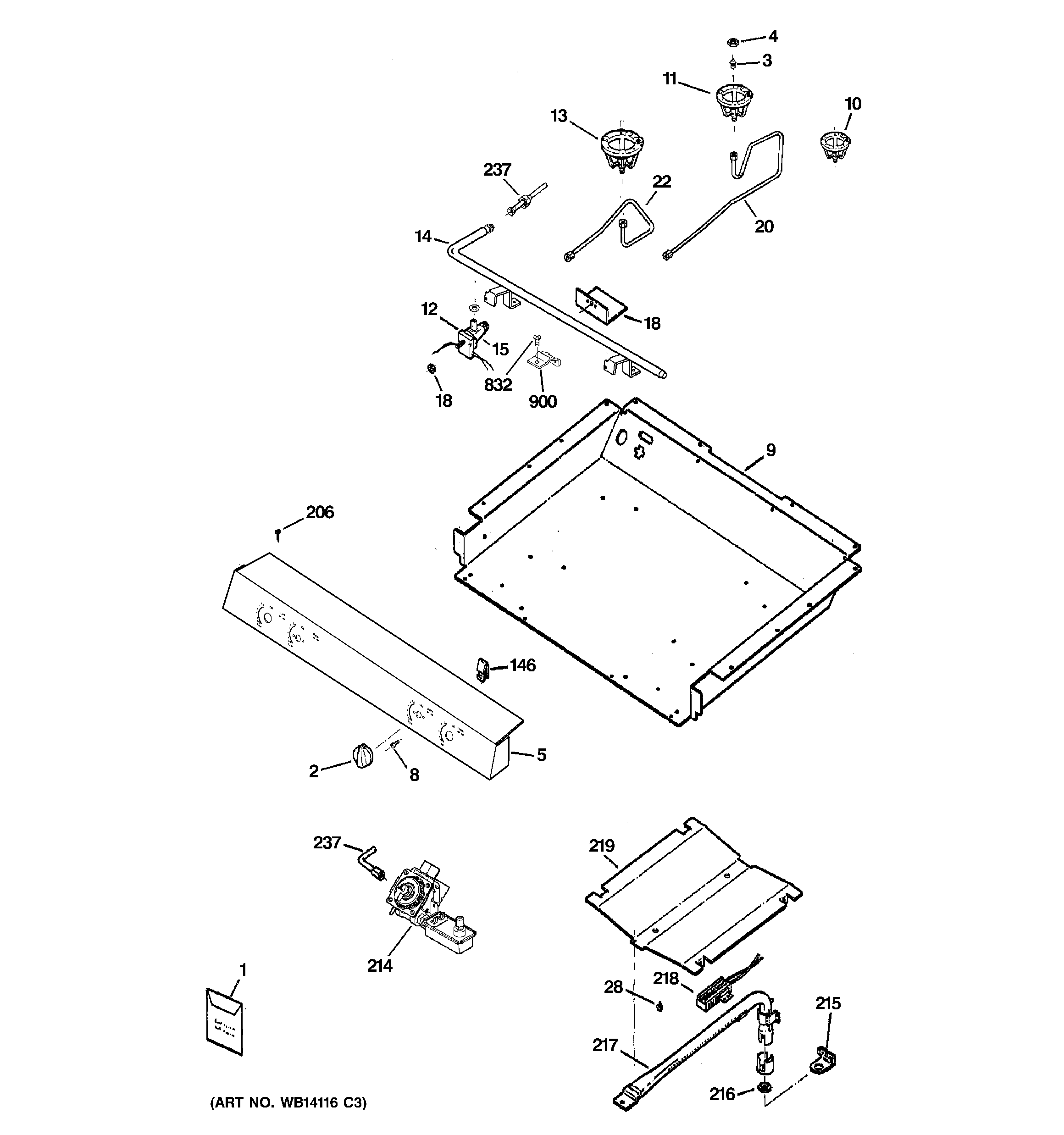 GE JGBS23DEM3CC gas & burner parts diagram