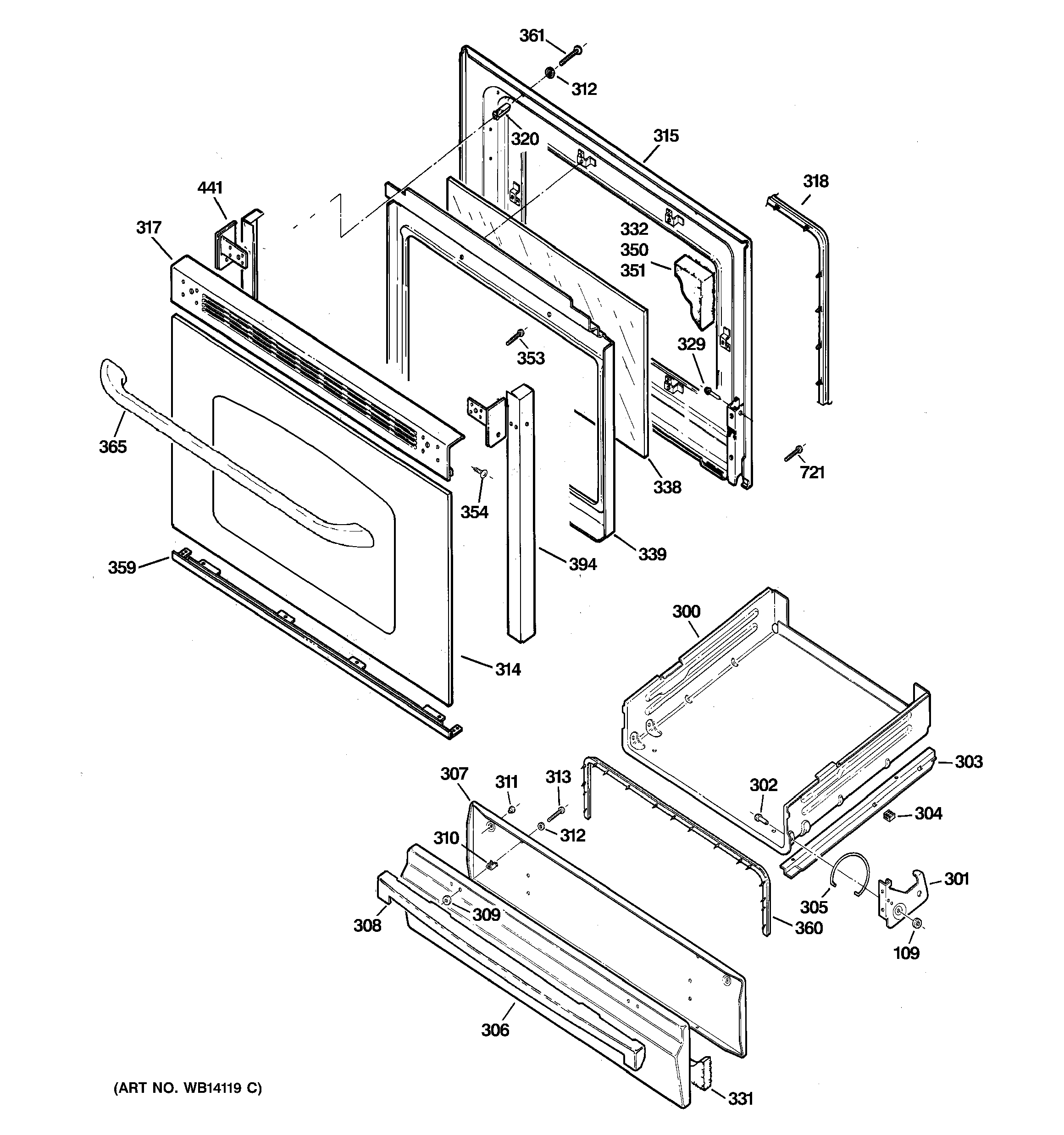 GE JGBS23DEM3CC door & drawer parts diagram