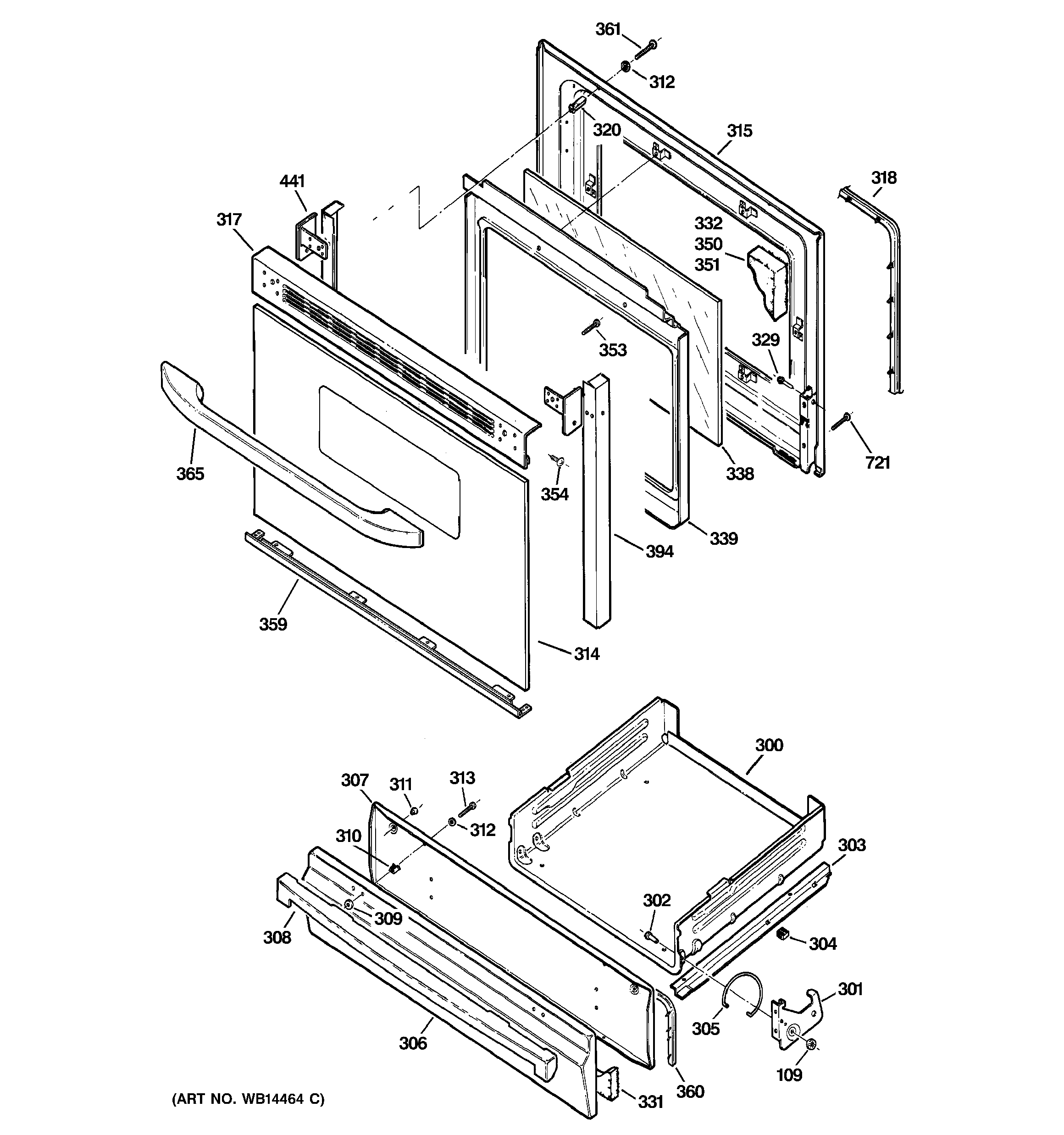 GE JGBS24DEM3CC door & drawer parts diagram