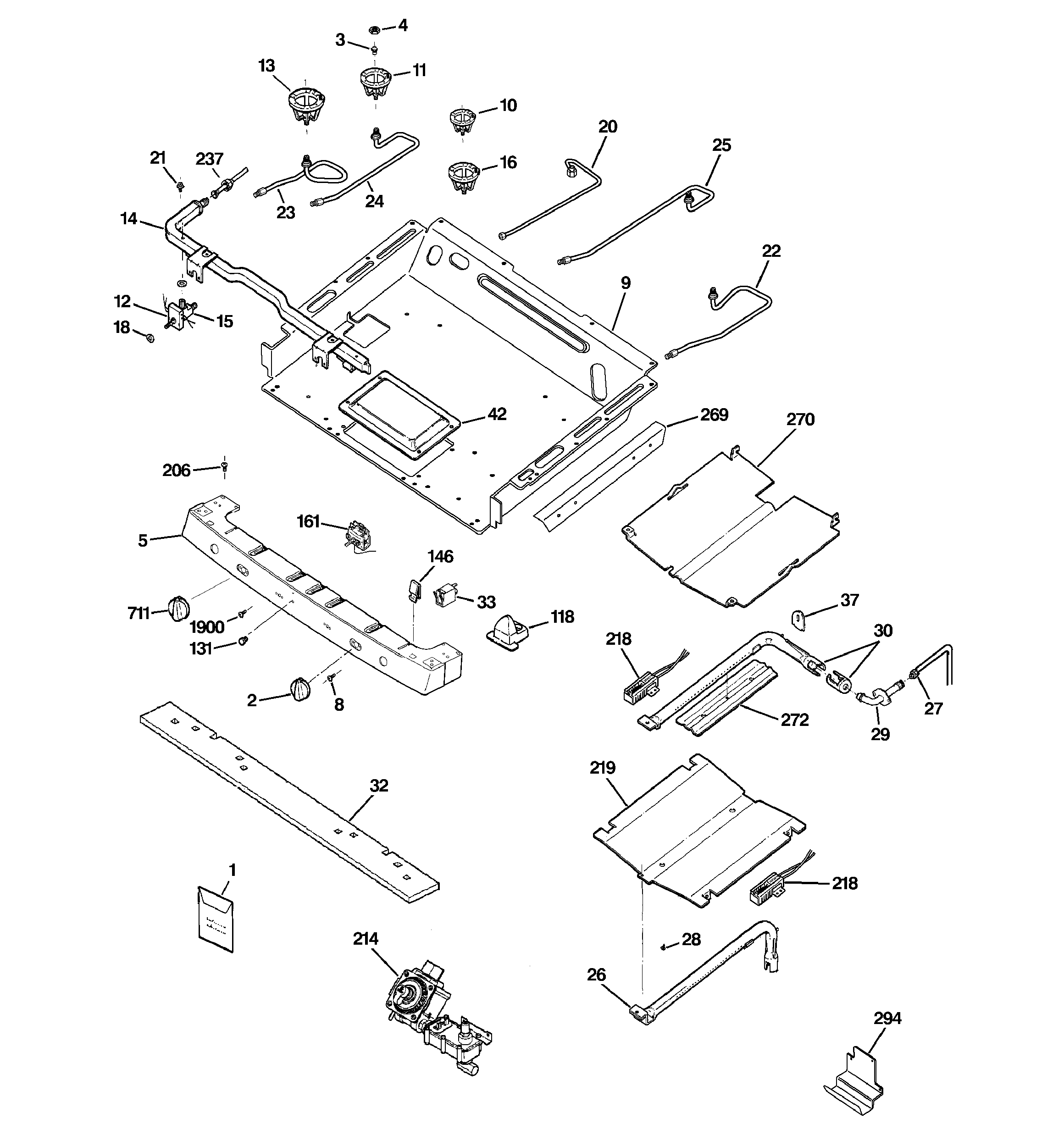 GE PGB918DEM2WW gas & burner parts diagram